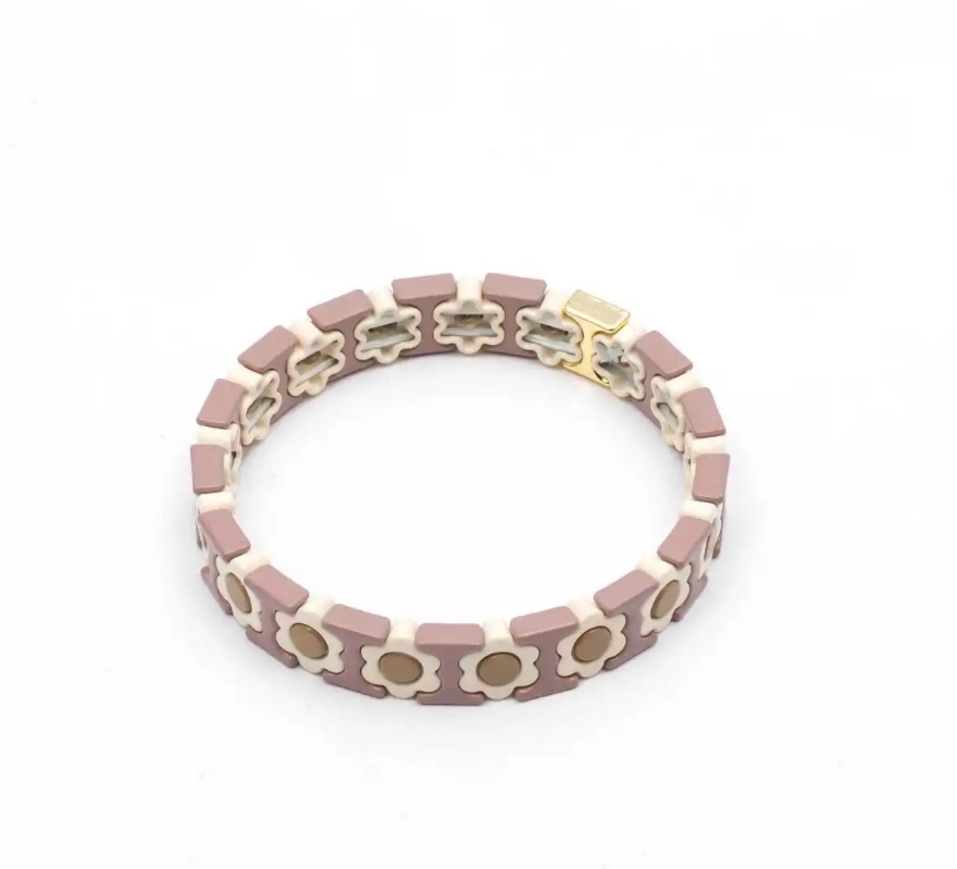 Happy Bracelet bloemen taupe