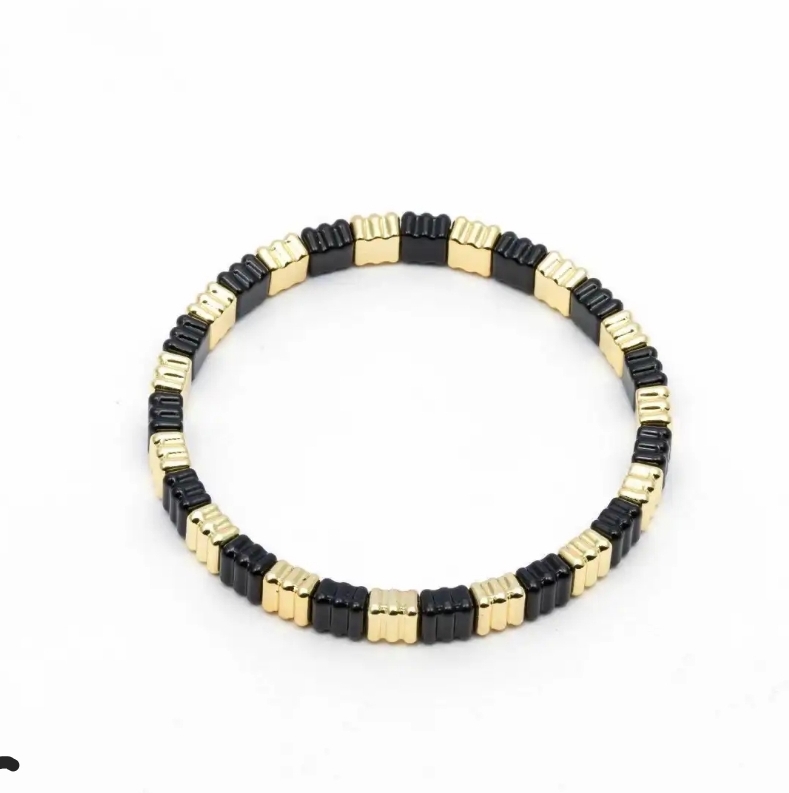 Happy Bracelet stripe zwart/goud