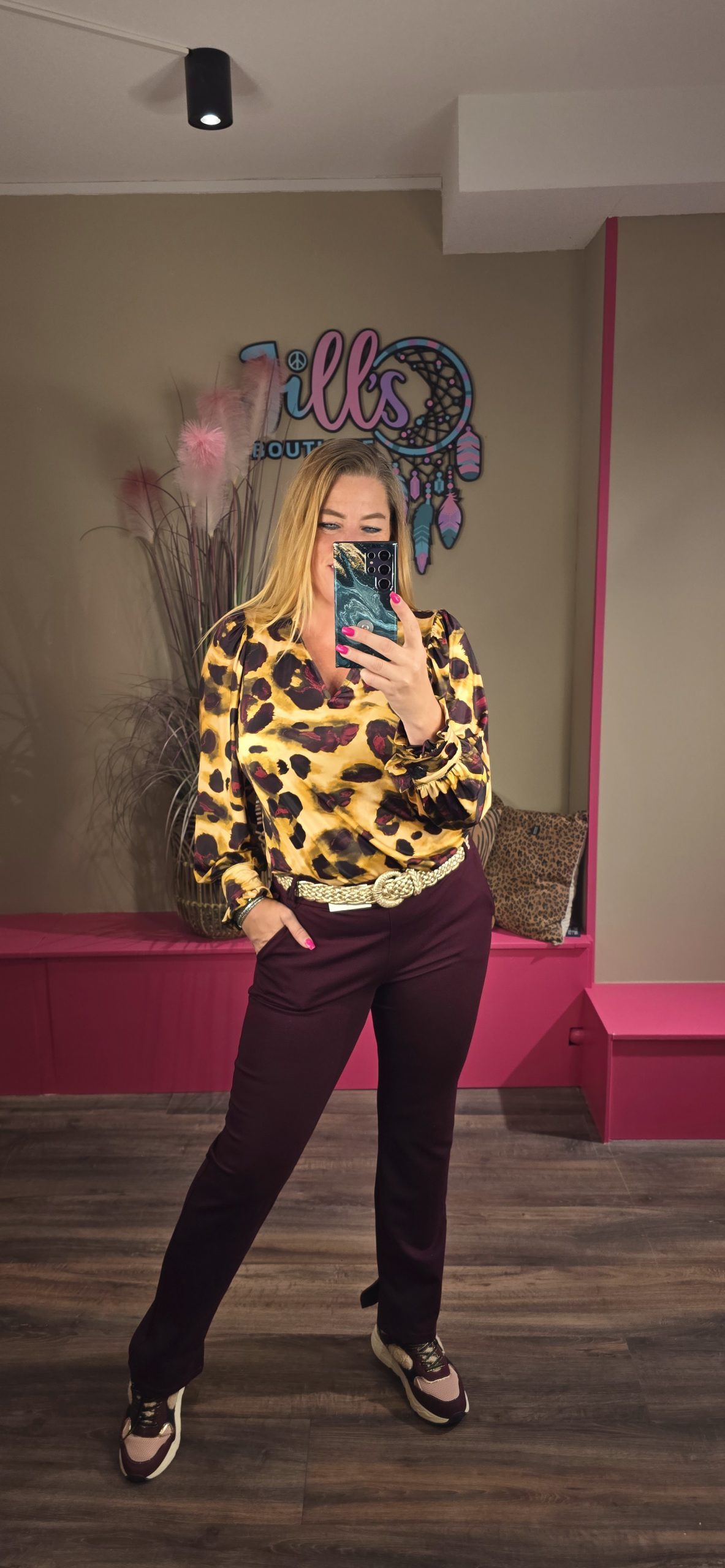 Blouse oker/bordeau IZ NAIZ