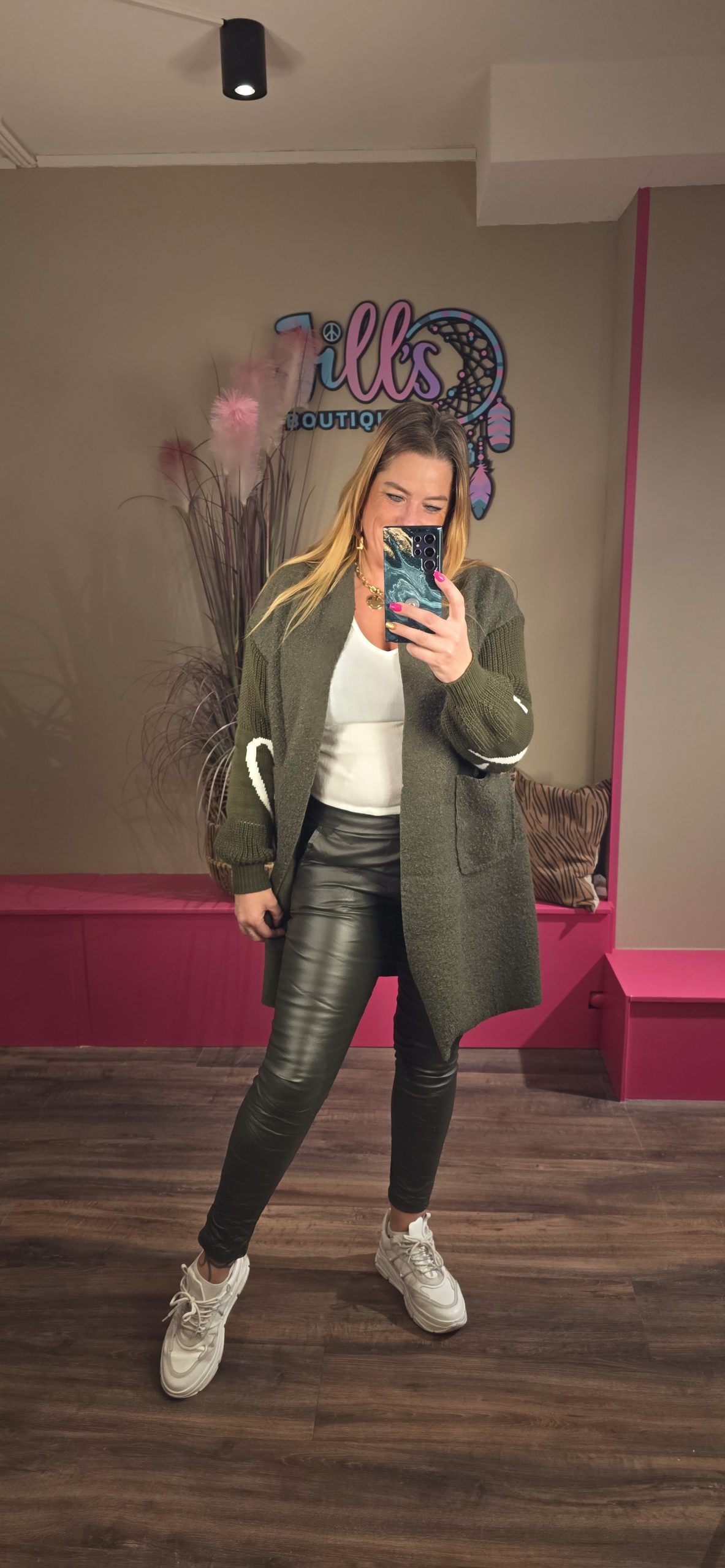 Broek leatherlook army