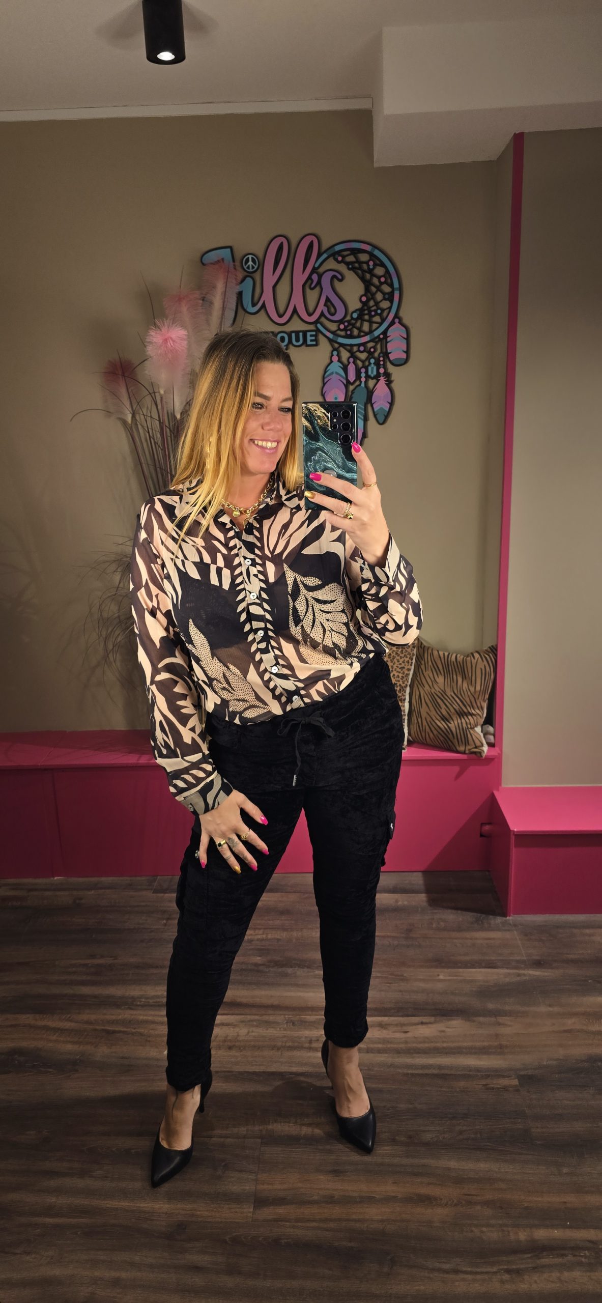 Broek velvet cargo black