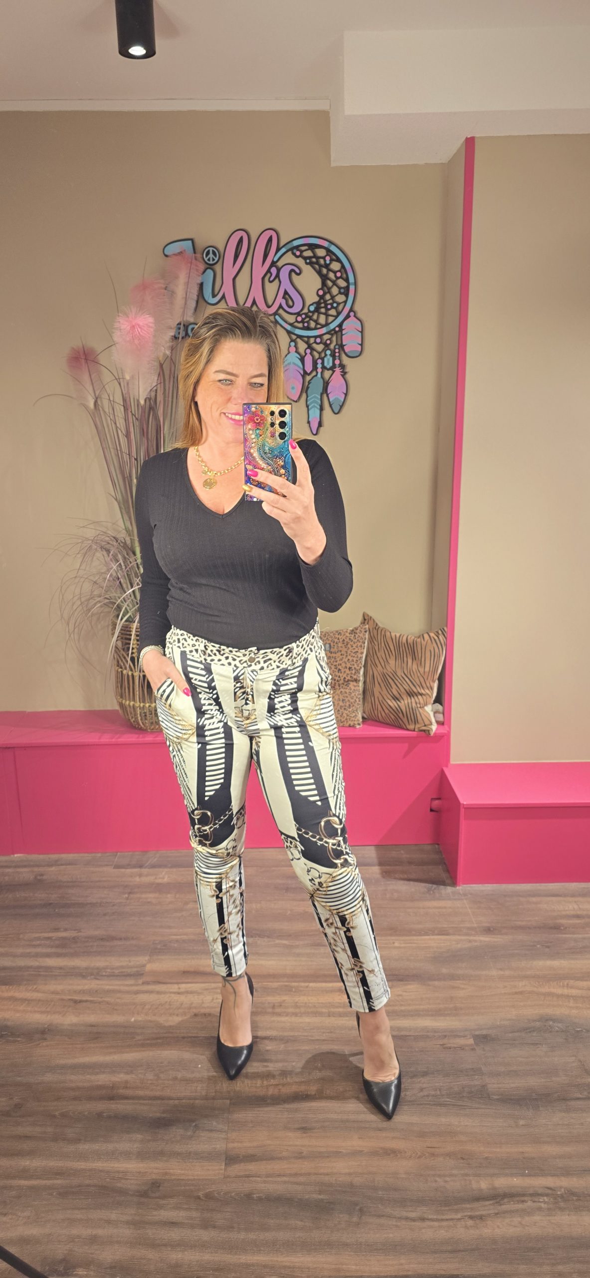 broek white chain missy