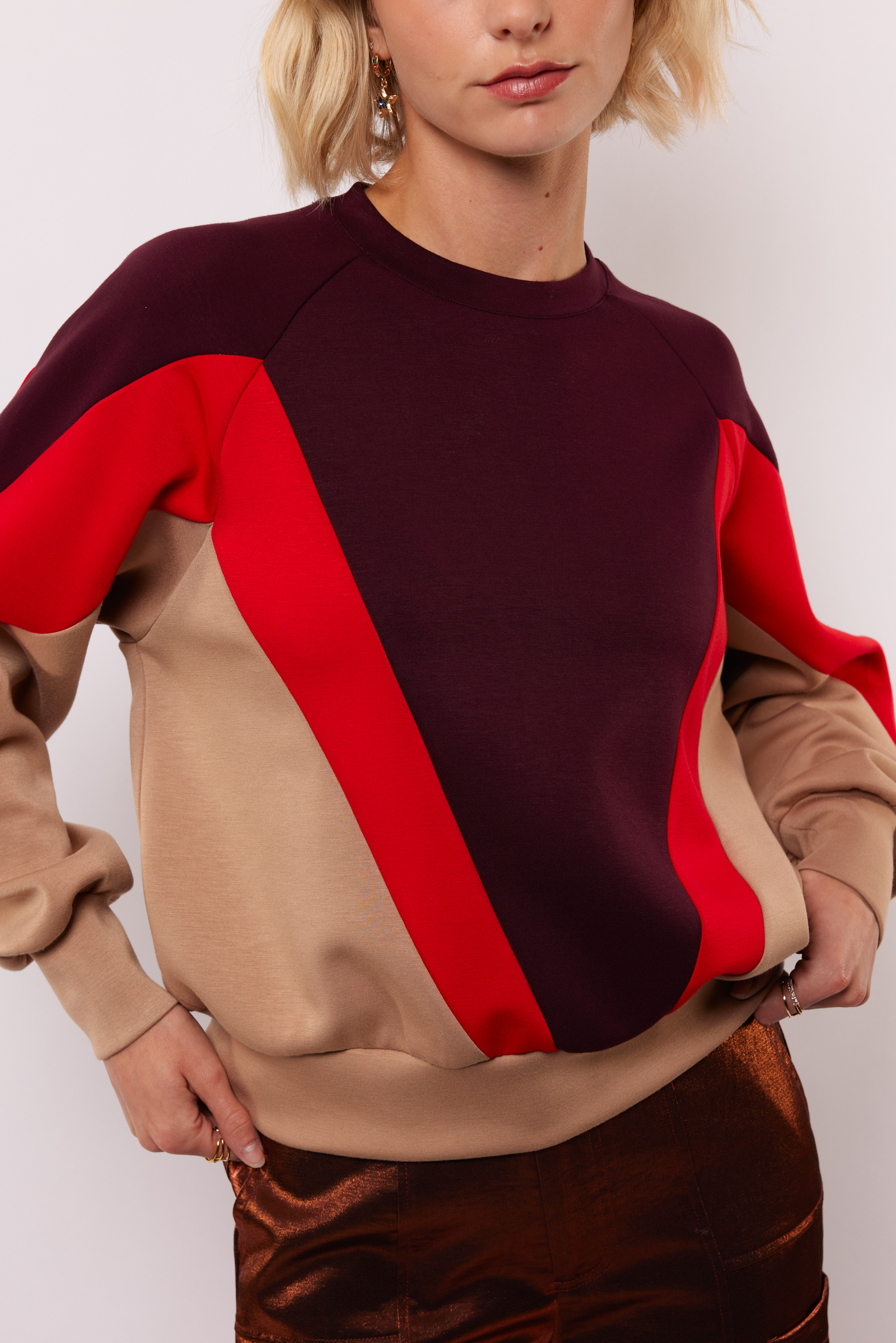 sweater raya wine red/ warm taupe