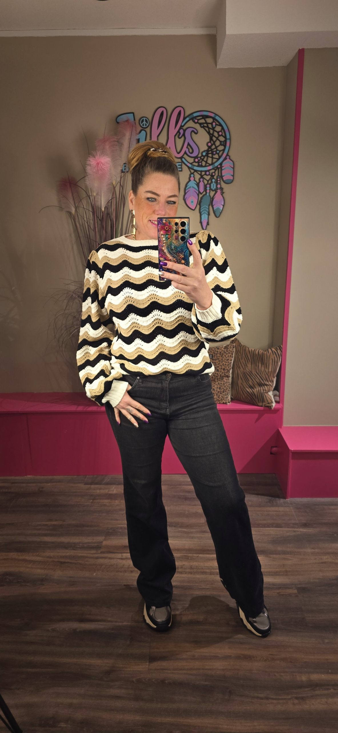 Trui Narelle knitted khaki/black FLURESK