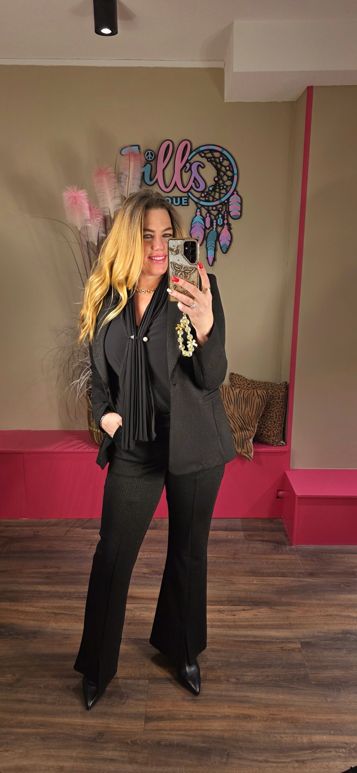 Broek wide leg stripe gold IZ NAIZ