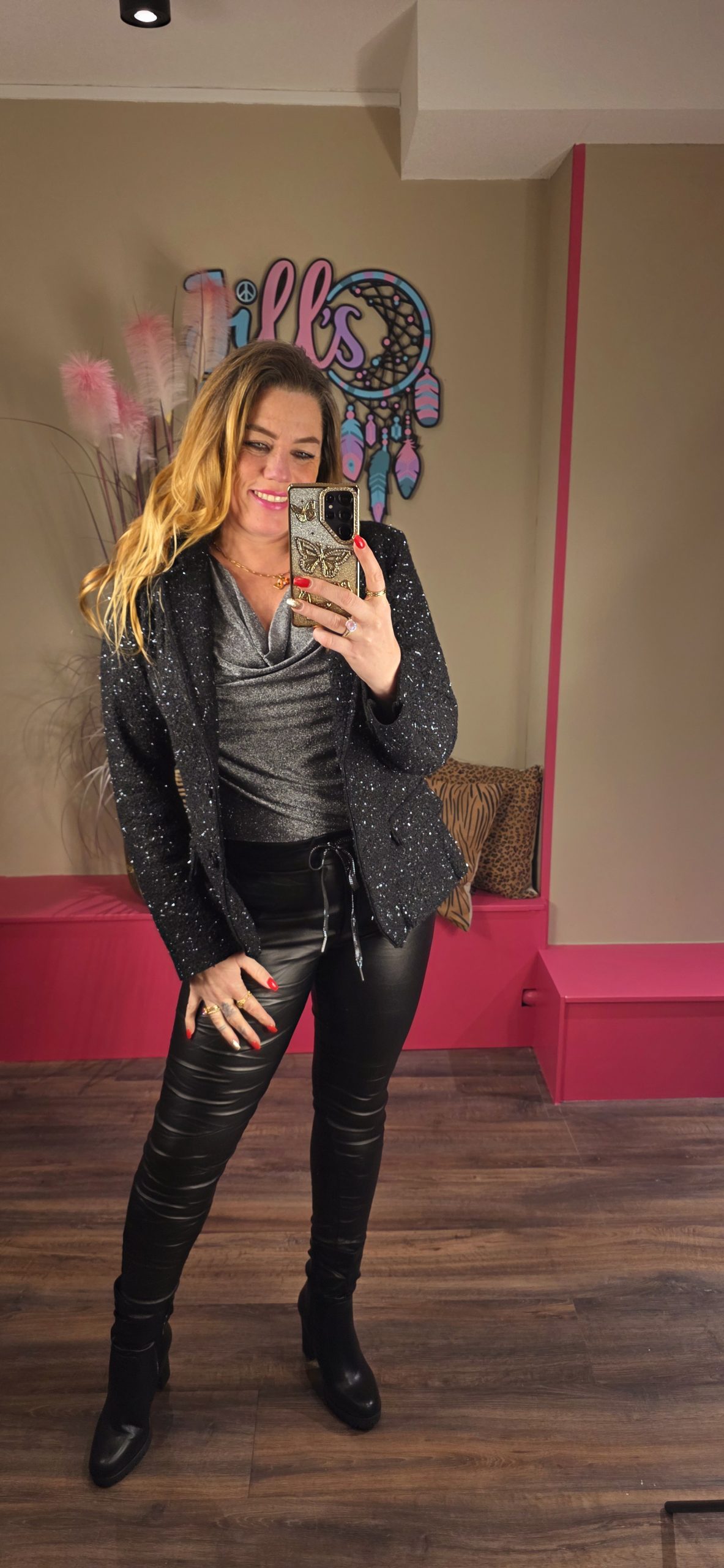 Blazer bouclet zwart/zilver IZ NAIZ