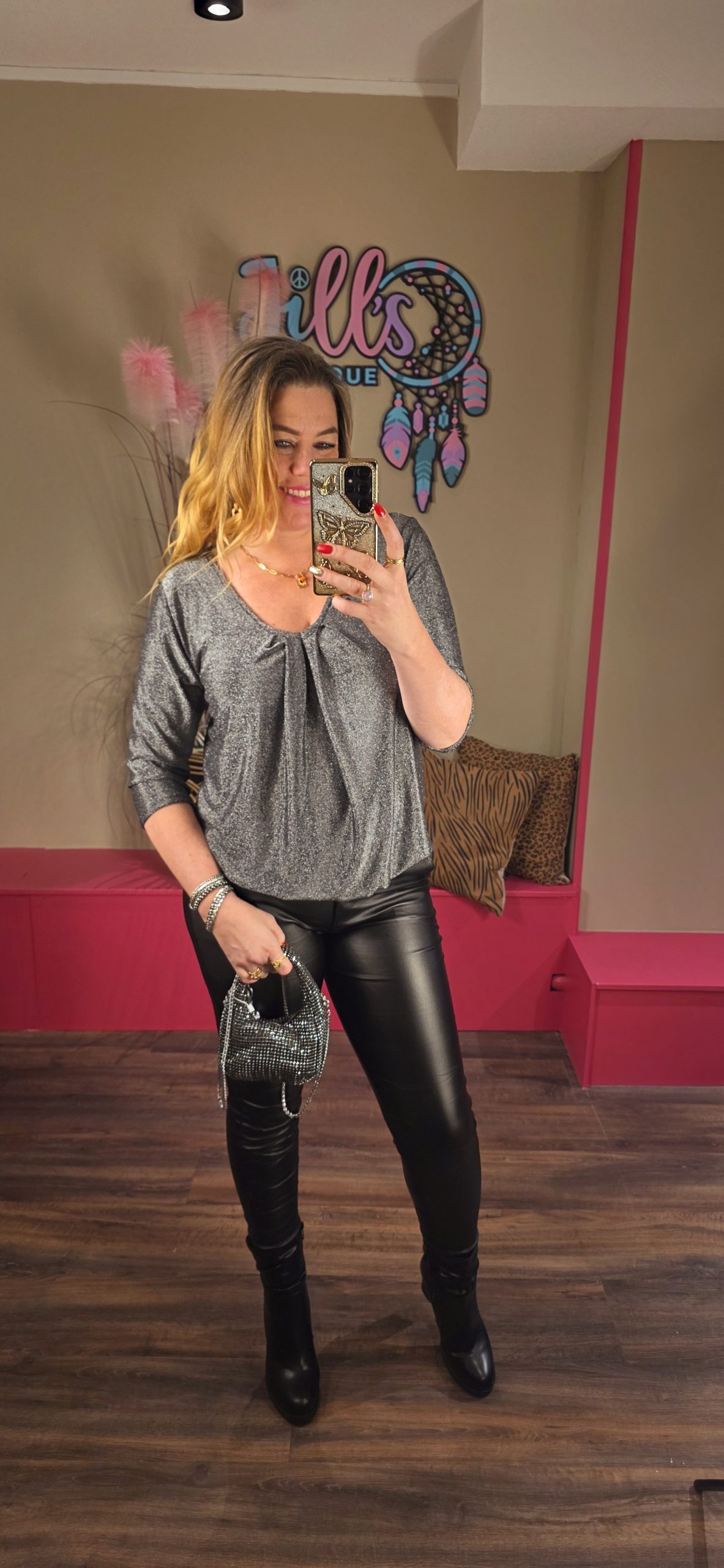 Tas sparkle black/silver