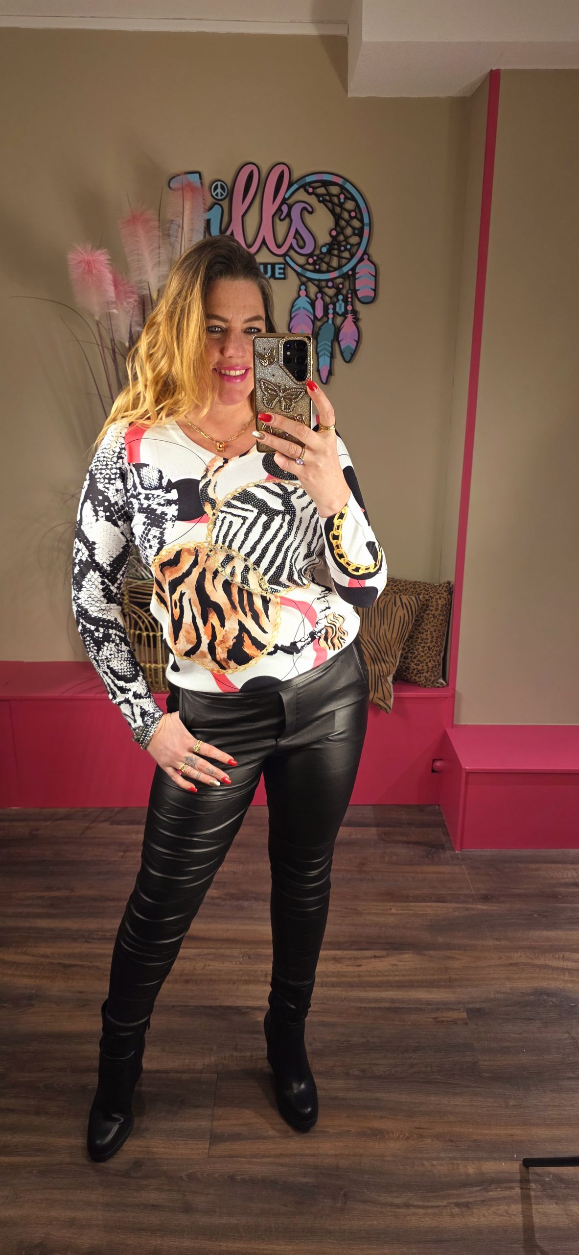 Trui pink leopard MISSY