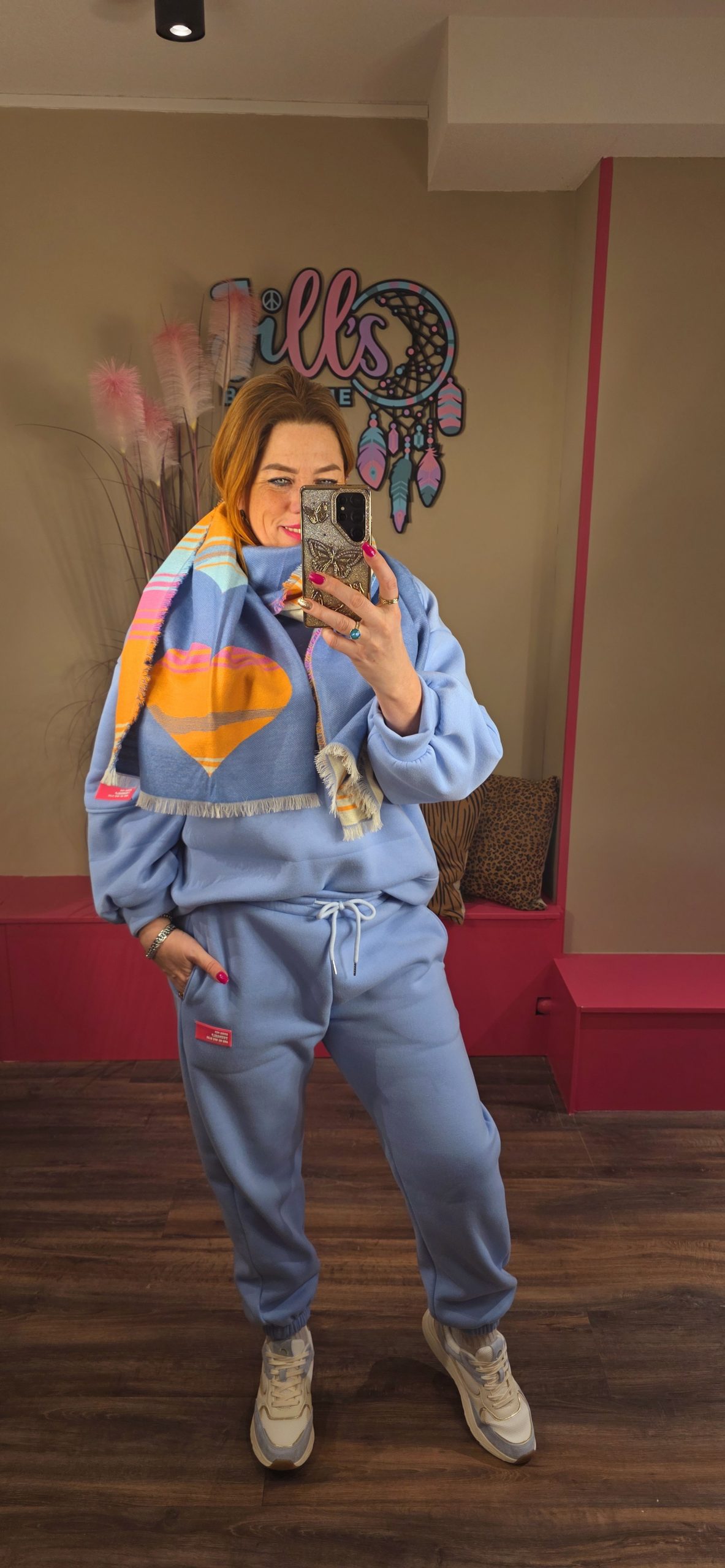 Sjaal sunset hearts blauw