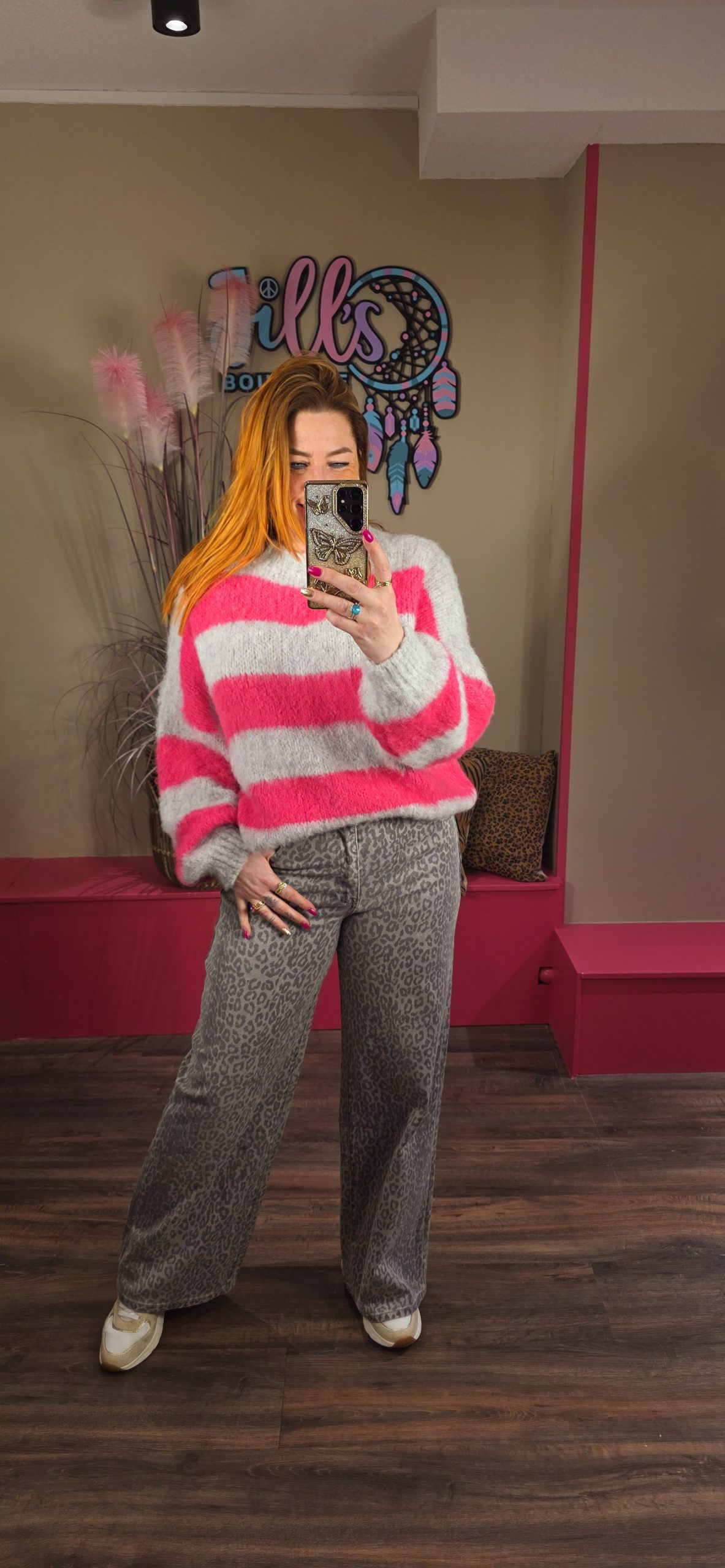 Broek Anna wide leg leopard