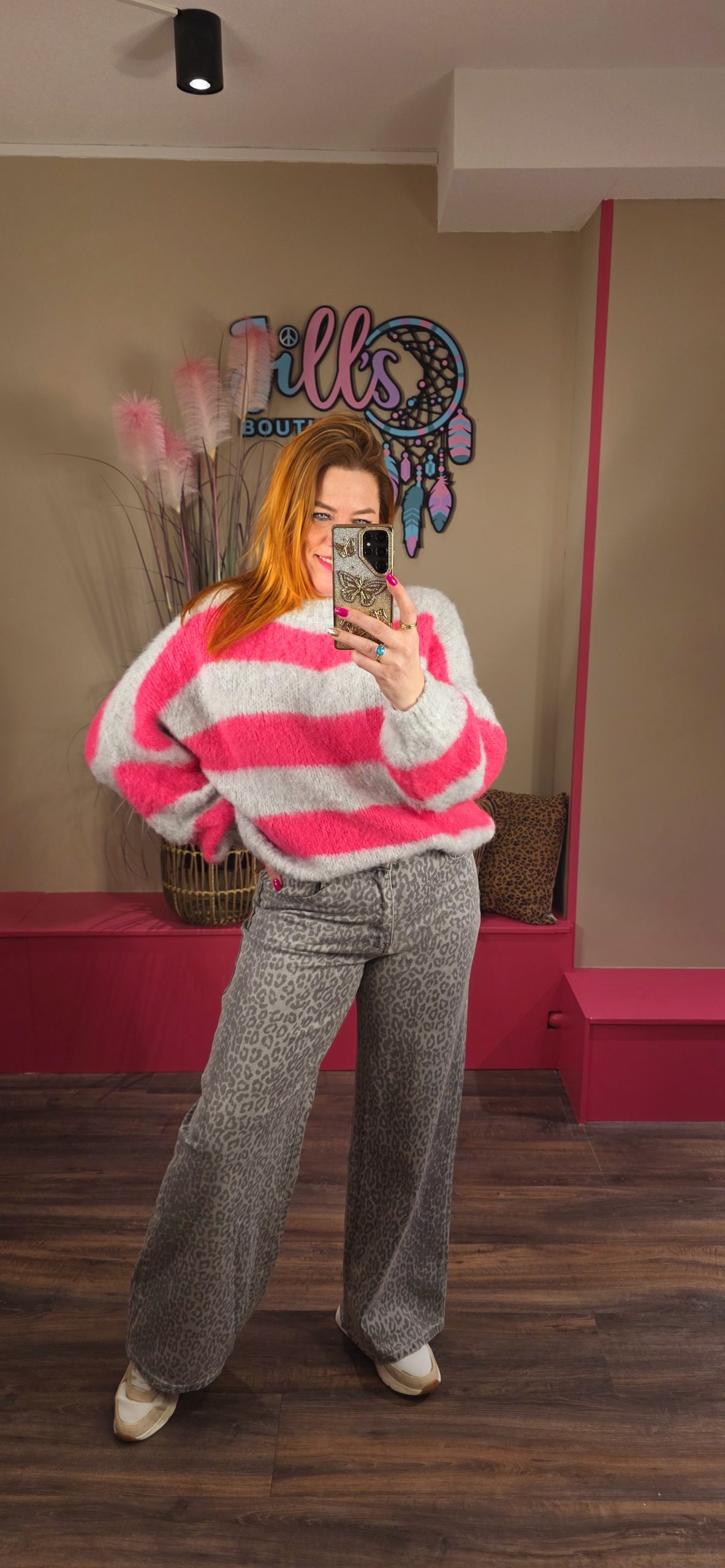 Trui Sofie grijs/rose