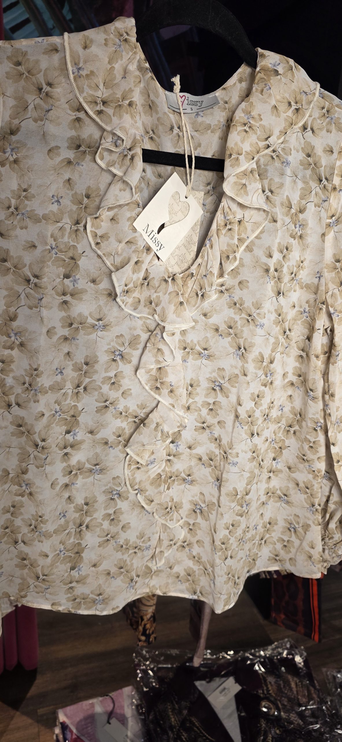 Blouse bloem beige MISSY