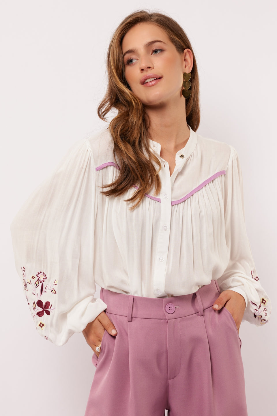 Blouse Talora off white dusty mauve FLURESK