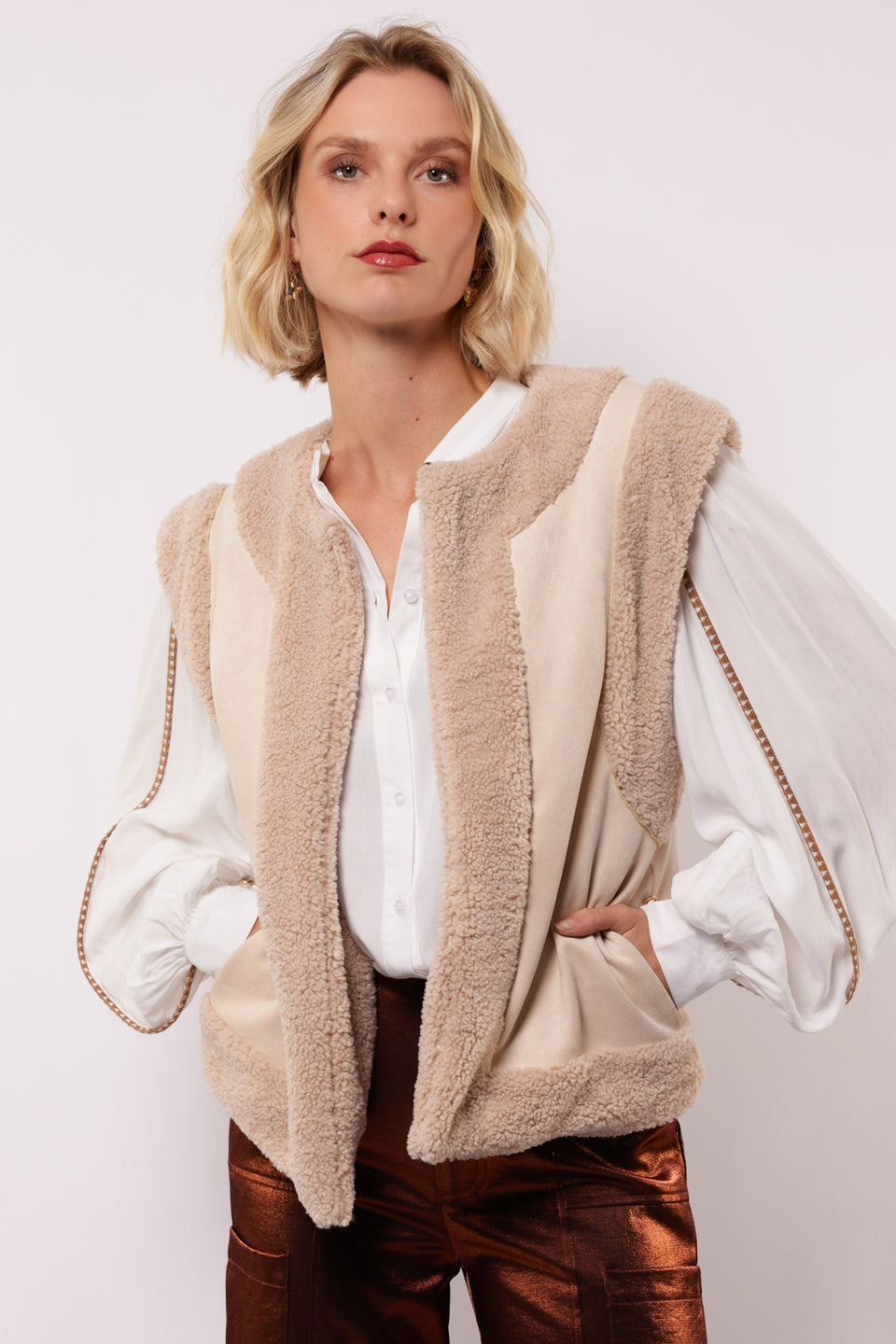 Gilet reese warm taupe FLURESK