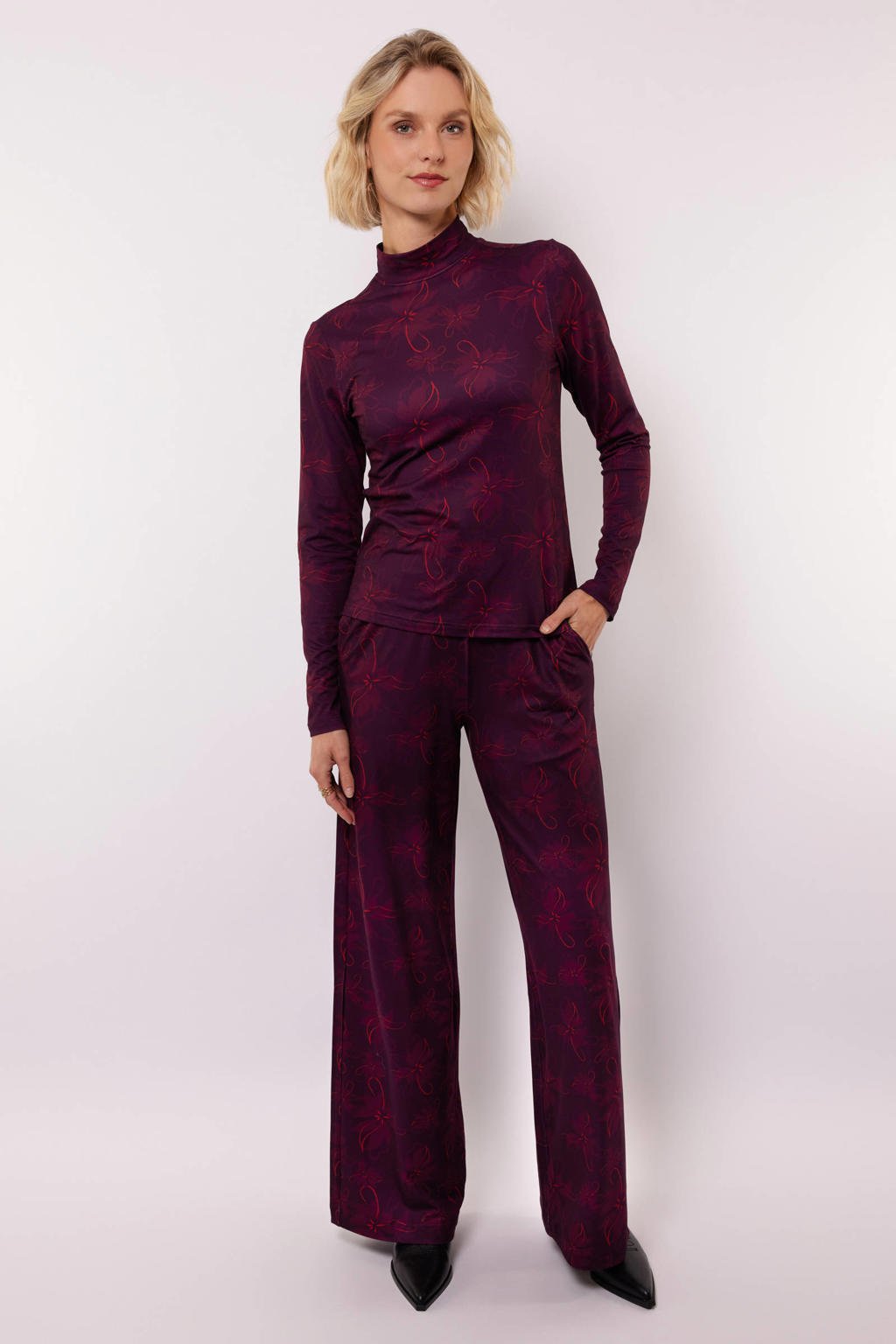 Broek Lydia wine red FLURESK