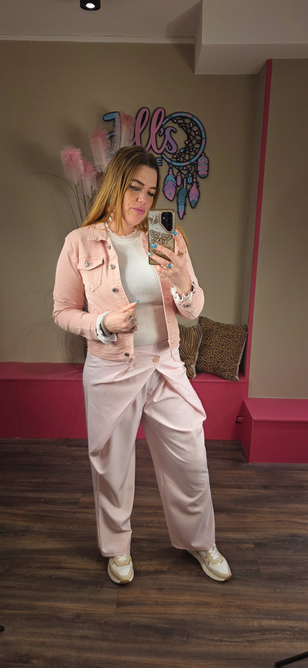 Jasje denim zalm roze