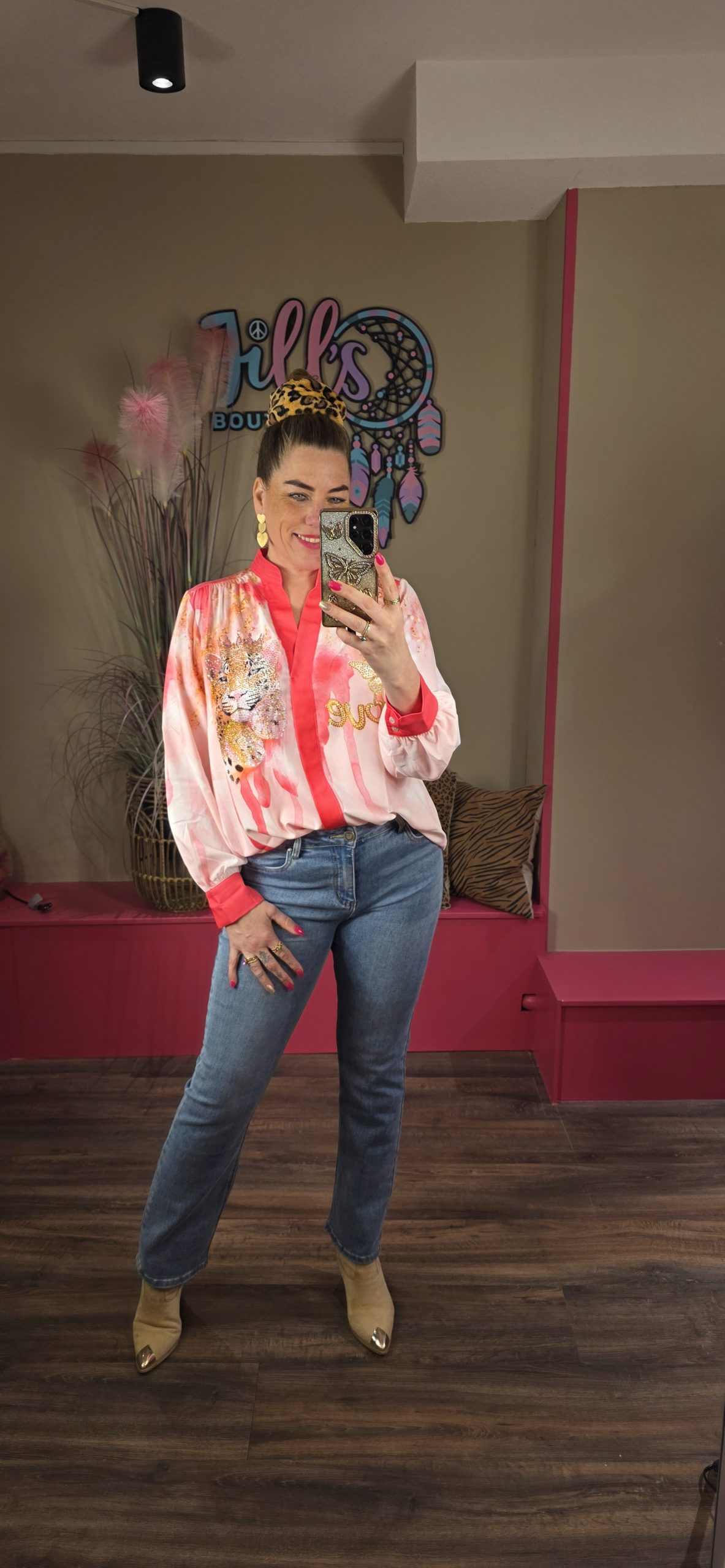 Blouse V-hals pink panter MISSY