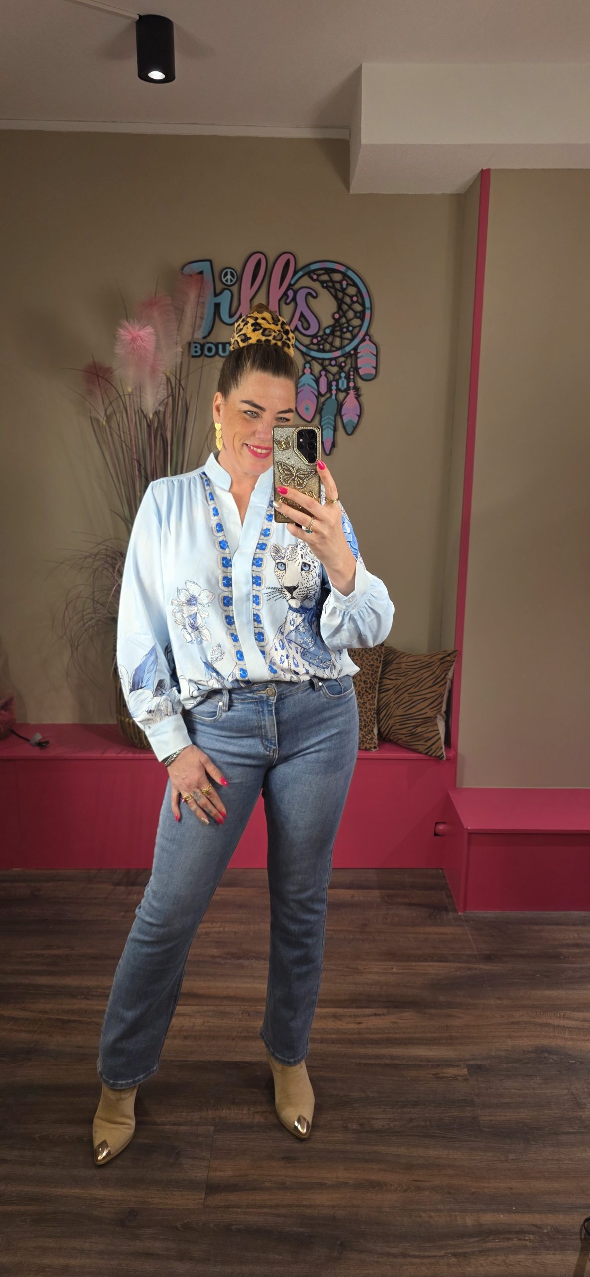 Blouse V-hals puma blauw MISSY