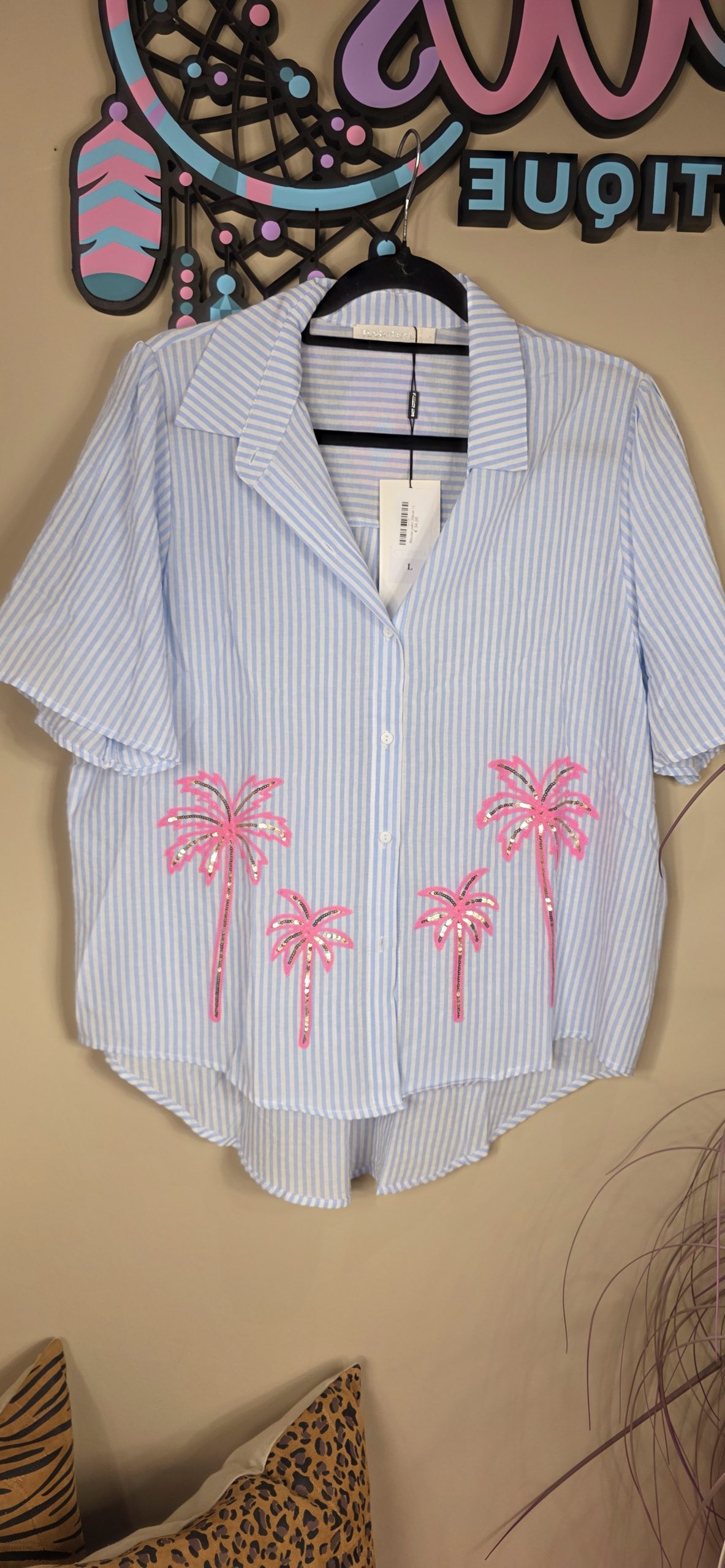 Blouse palm blauw
