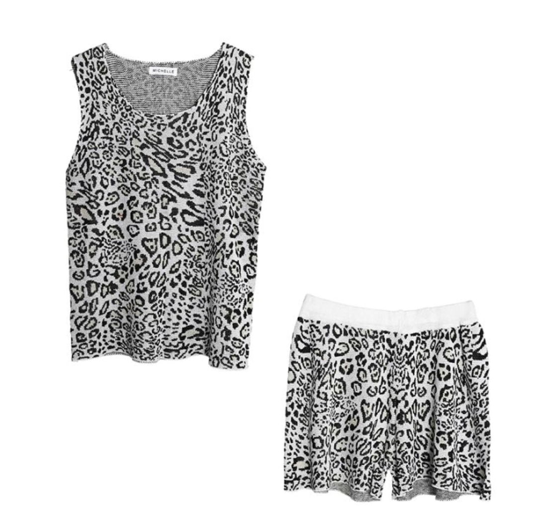 Two piece leopard zilver