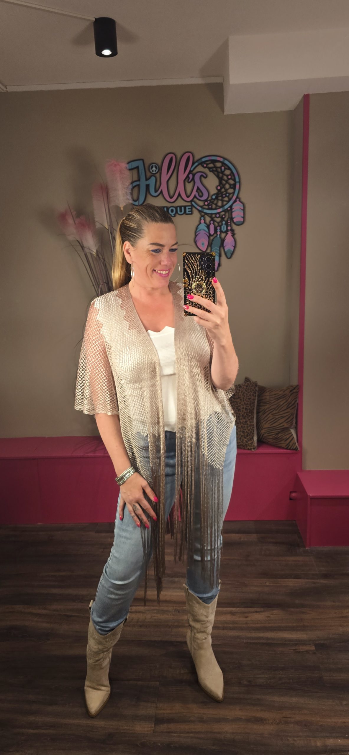 Poncho gehaakt taupe