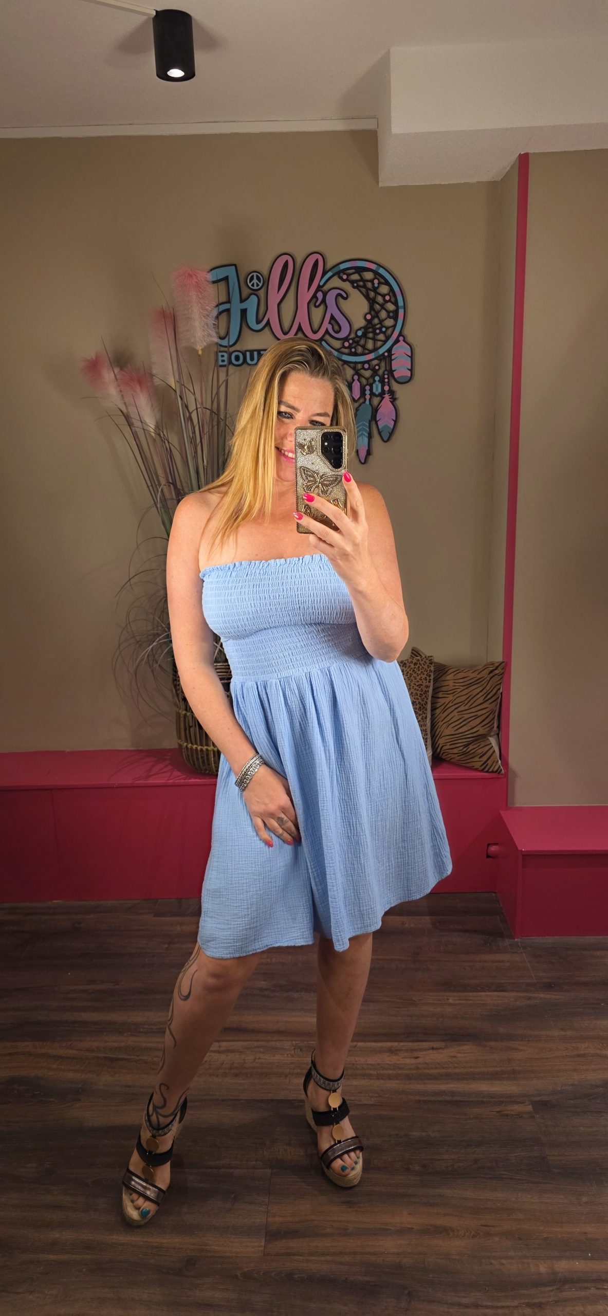 Jurk cotton lichtblauw