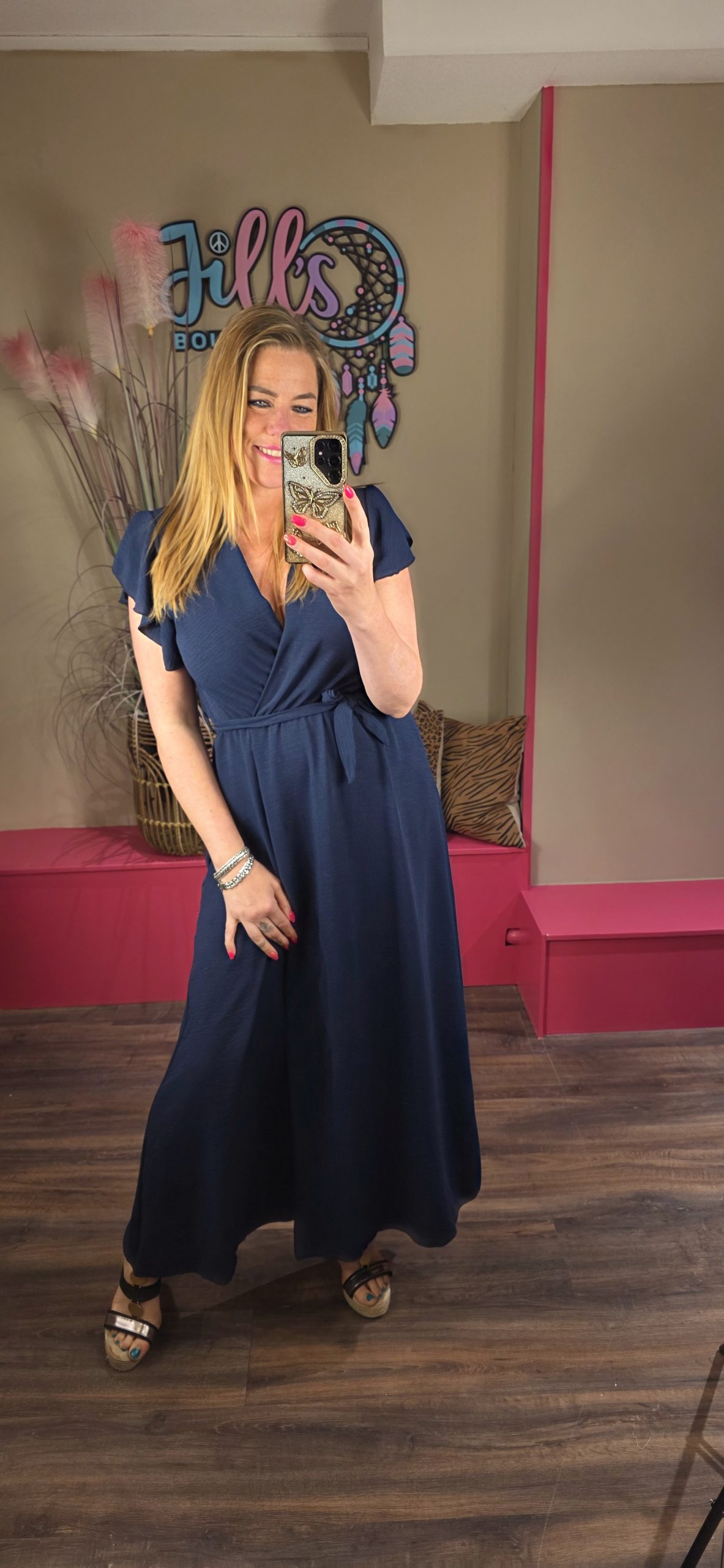 Jurk rousel lang navy