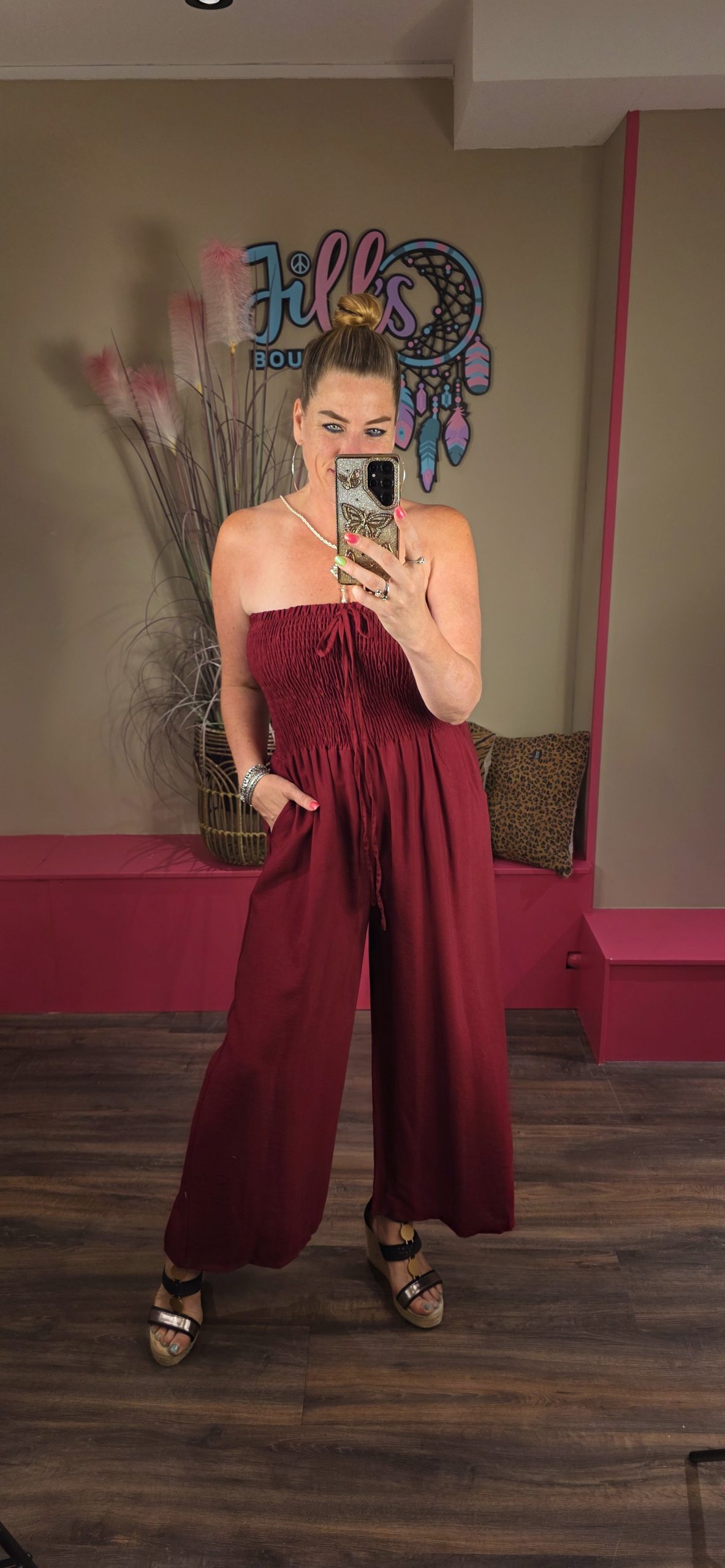 Jumpsuit red bordeau