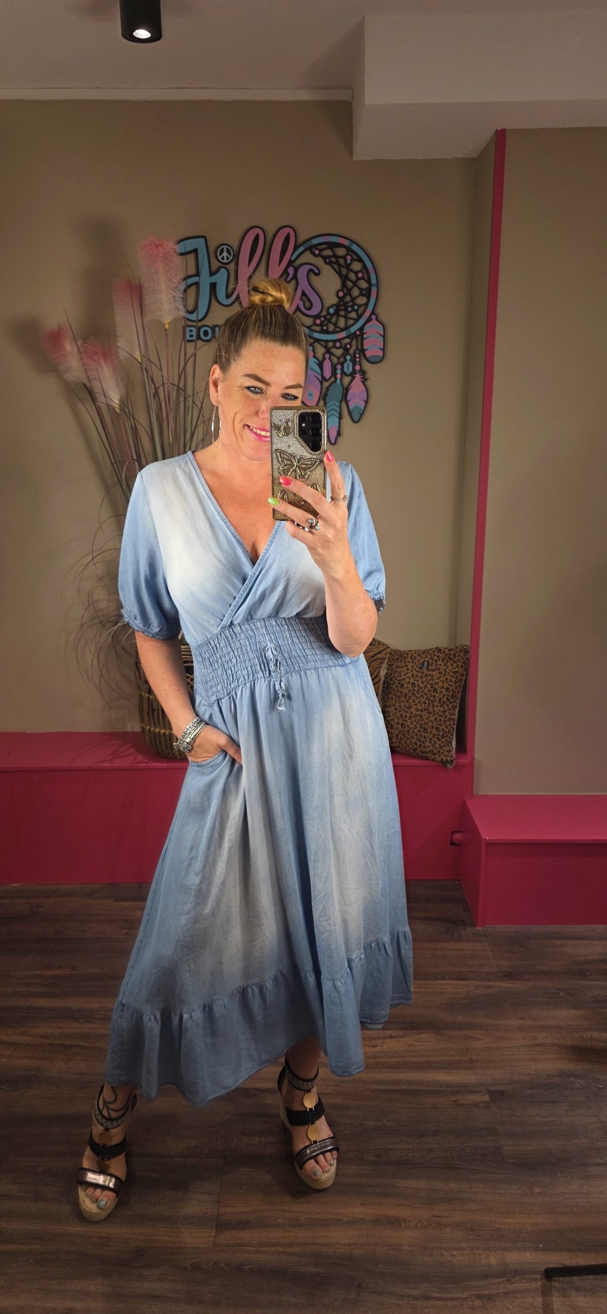 Jurk denim rousel