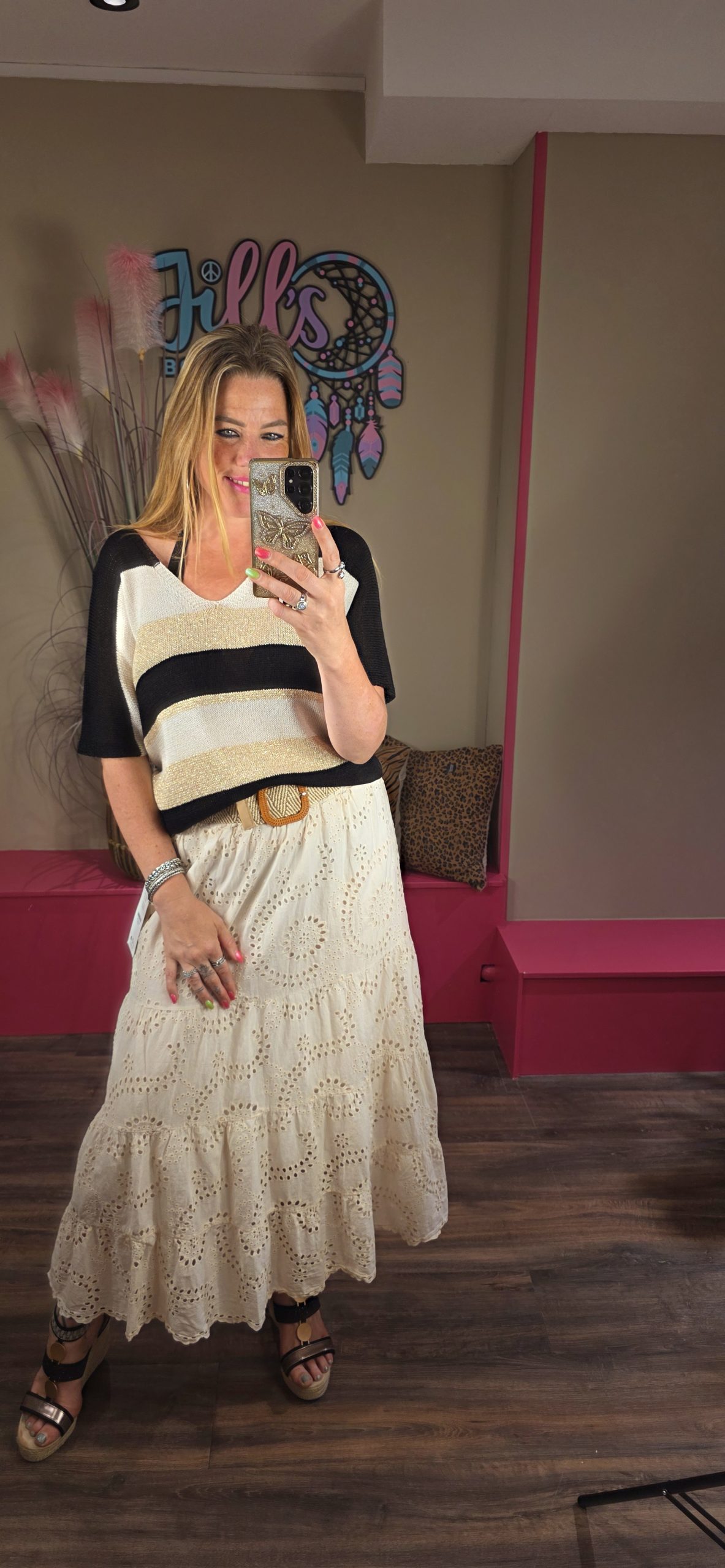 Top stripe gold zwart