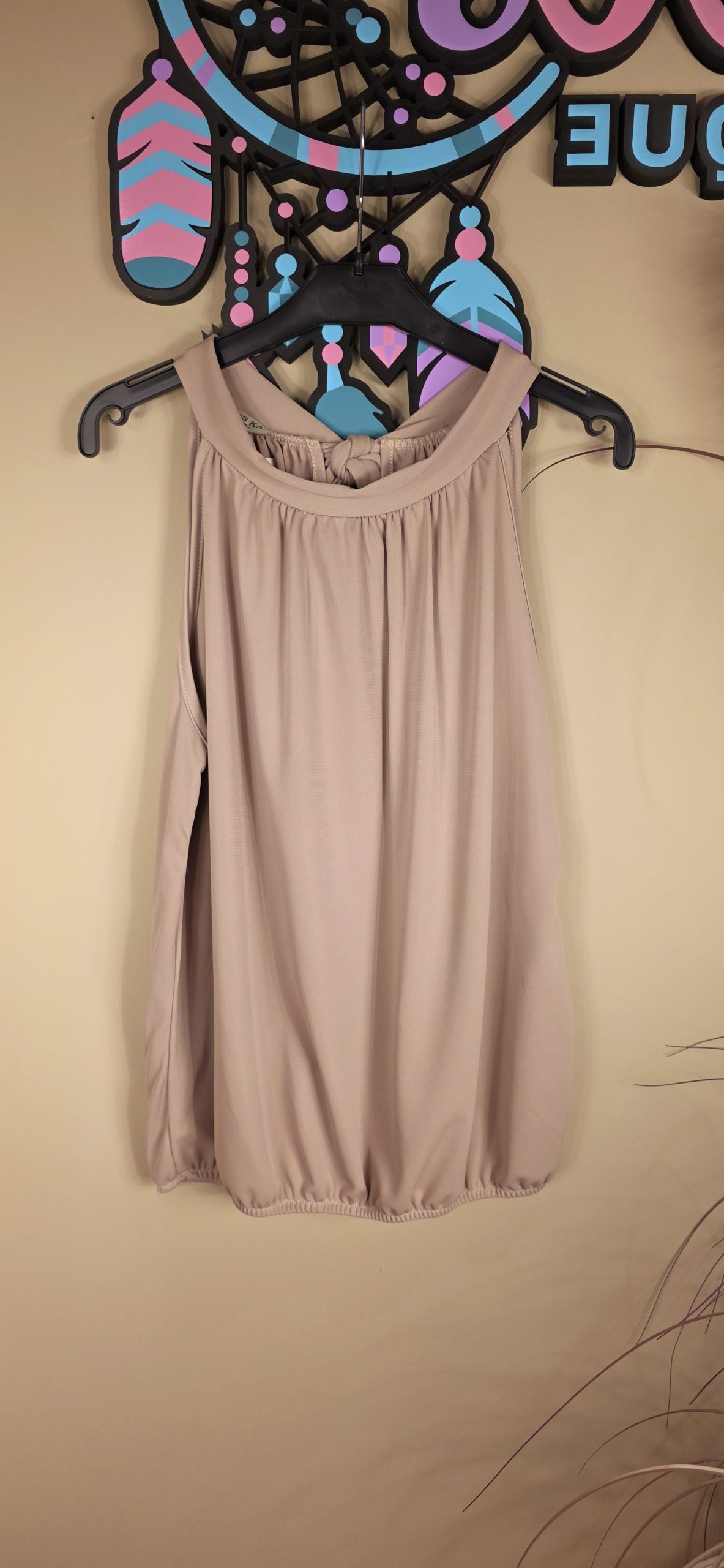 Top halter uni taupe