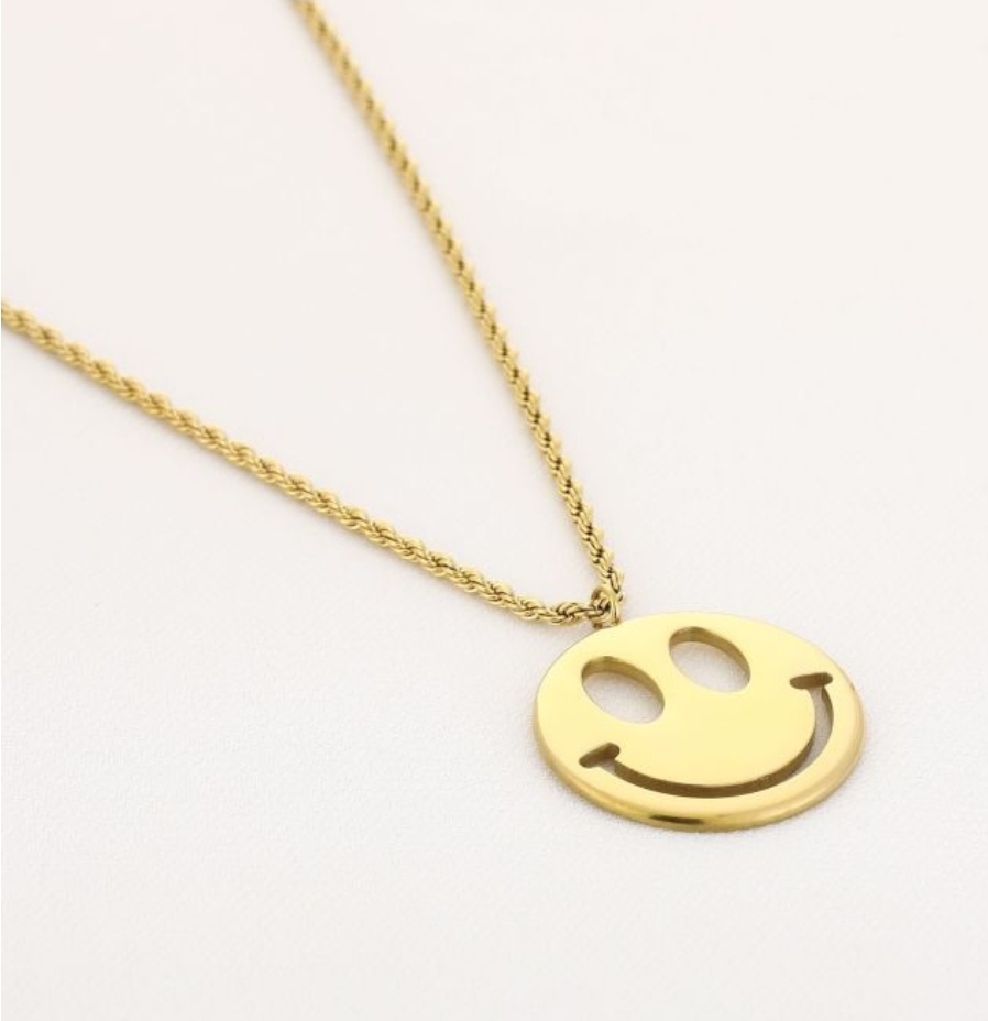 Ketting smiley small goud