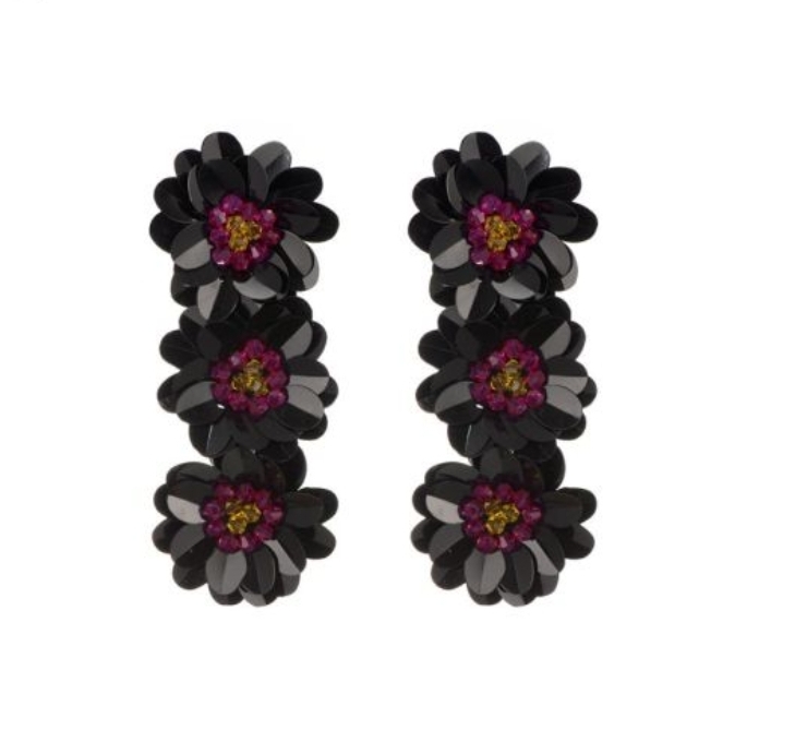 Oorbellen bloem magenta