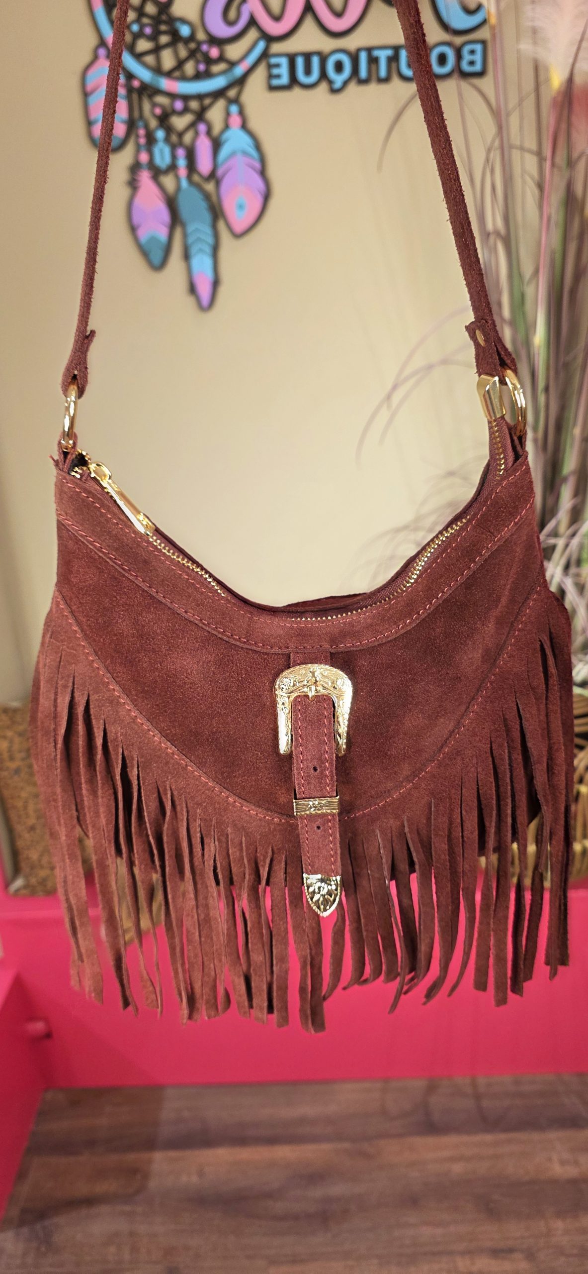 Tas franjes burgundy