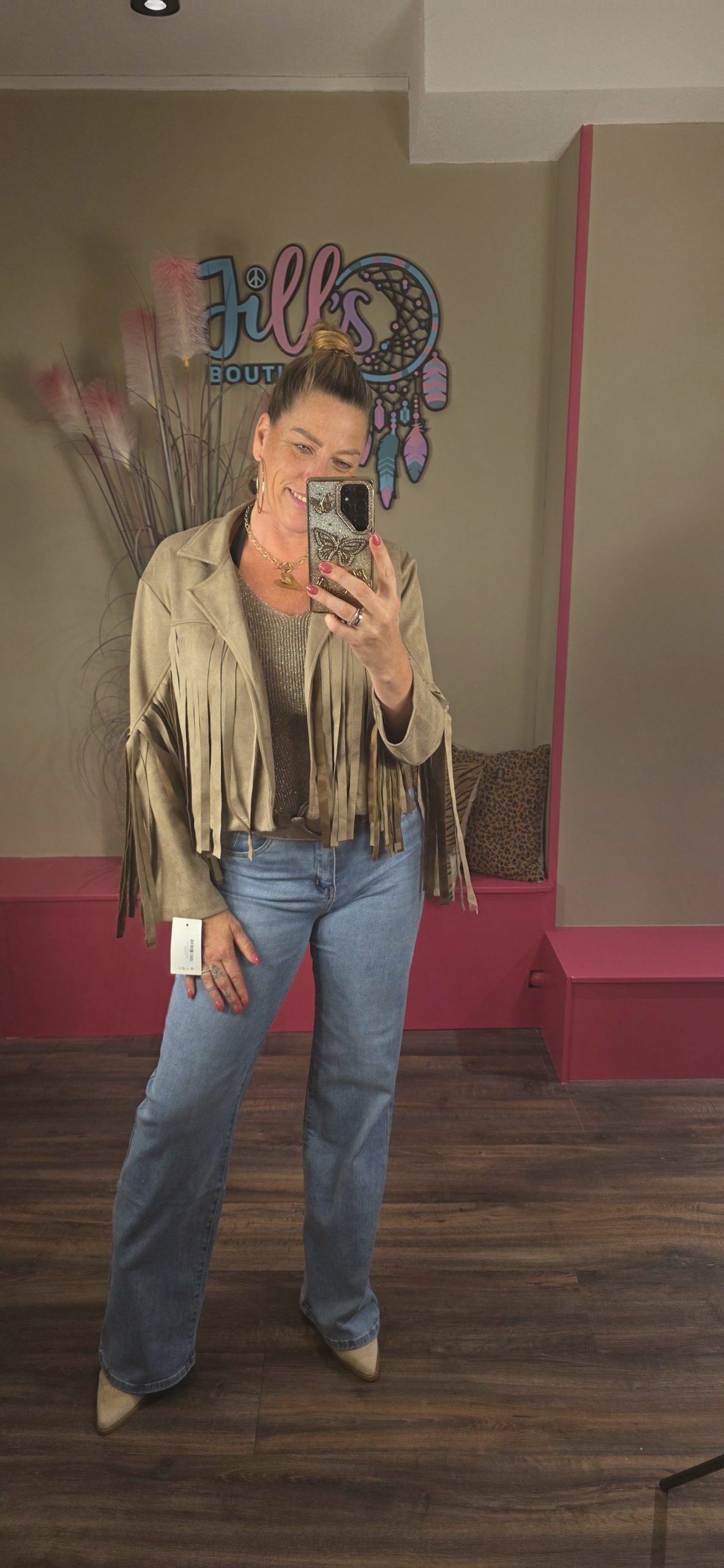 Jasje franjes Taupe