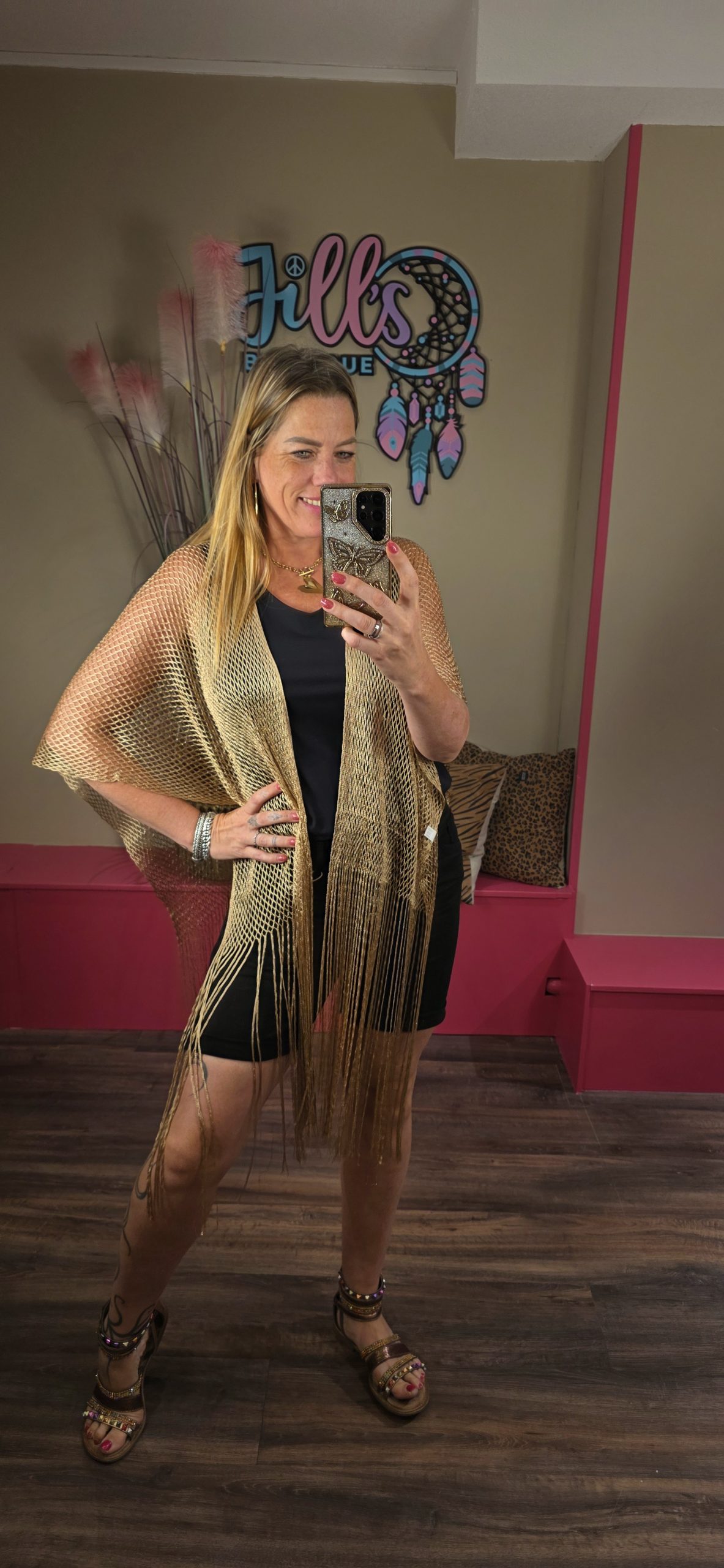 Poncho Gehaakt Goud