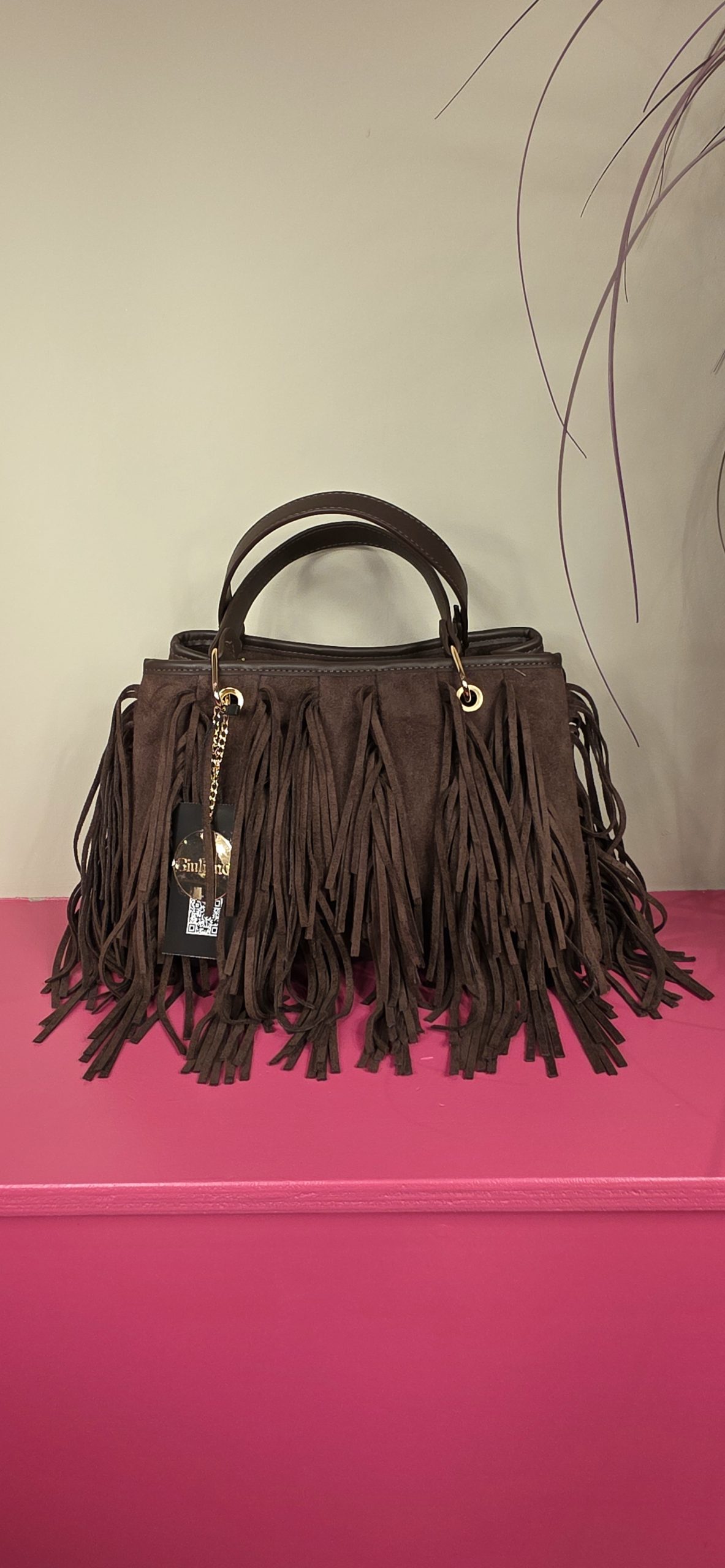 Tas franjes bruin/goud