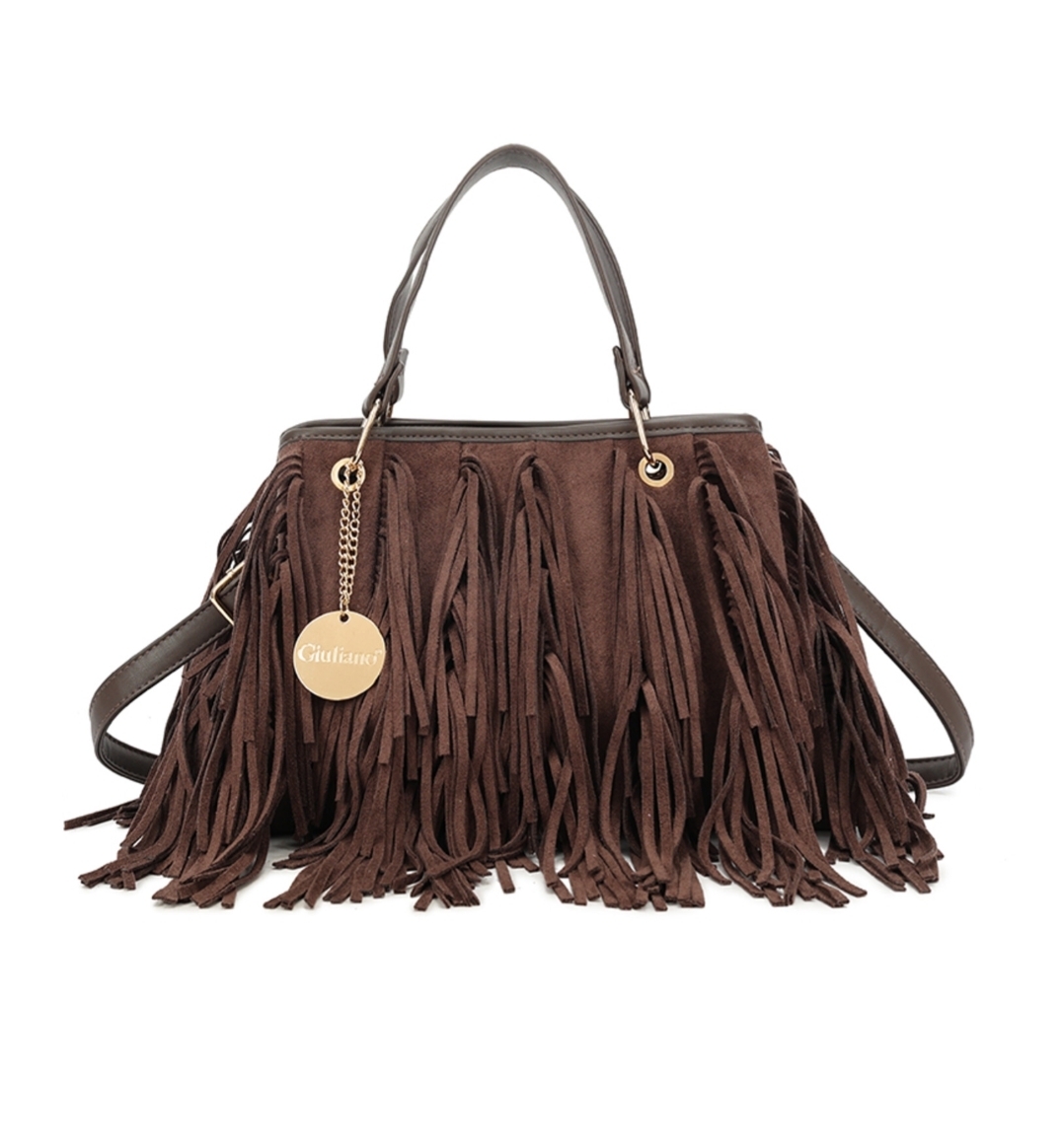Tas franjes bruin/goud