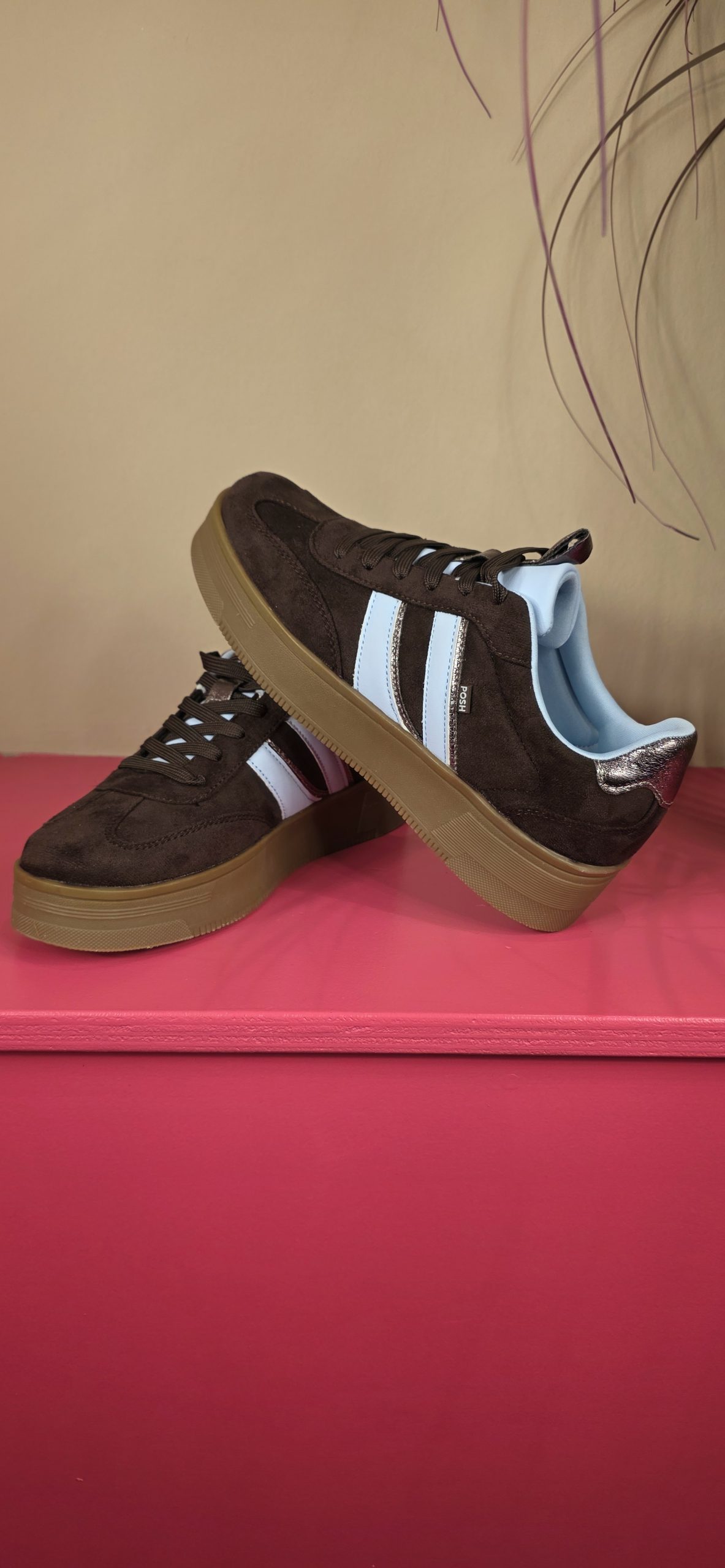 Sneaker Lily middel bruin POSH BY POELMAN