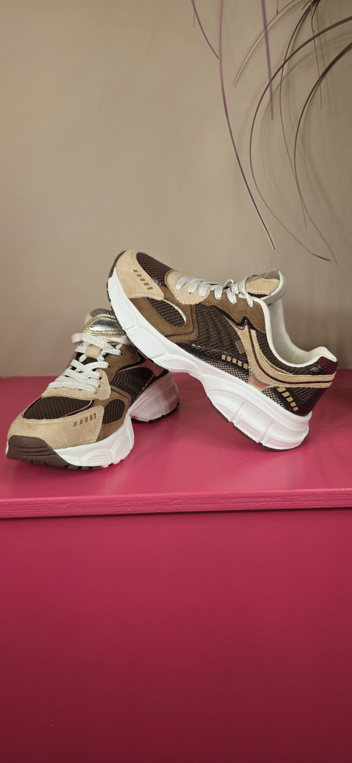 Sneaker Lise bruin combi POSH BY POELMAN
