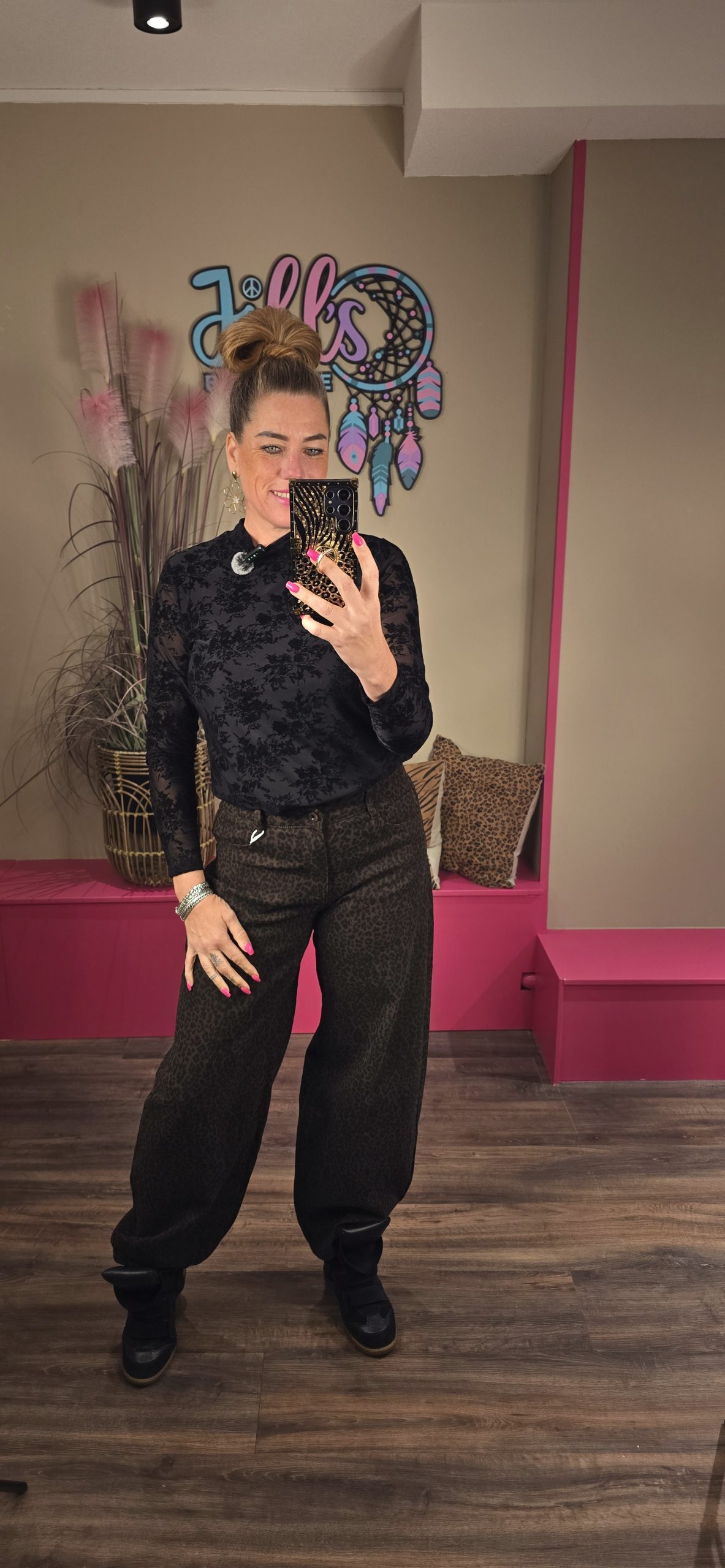 Broek balloon bruin leopard