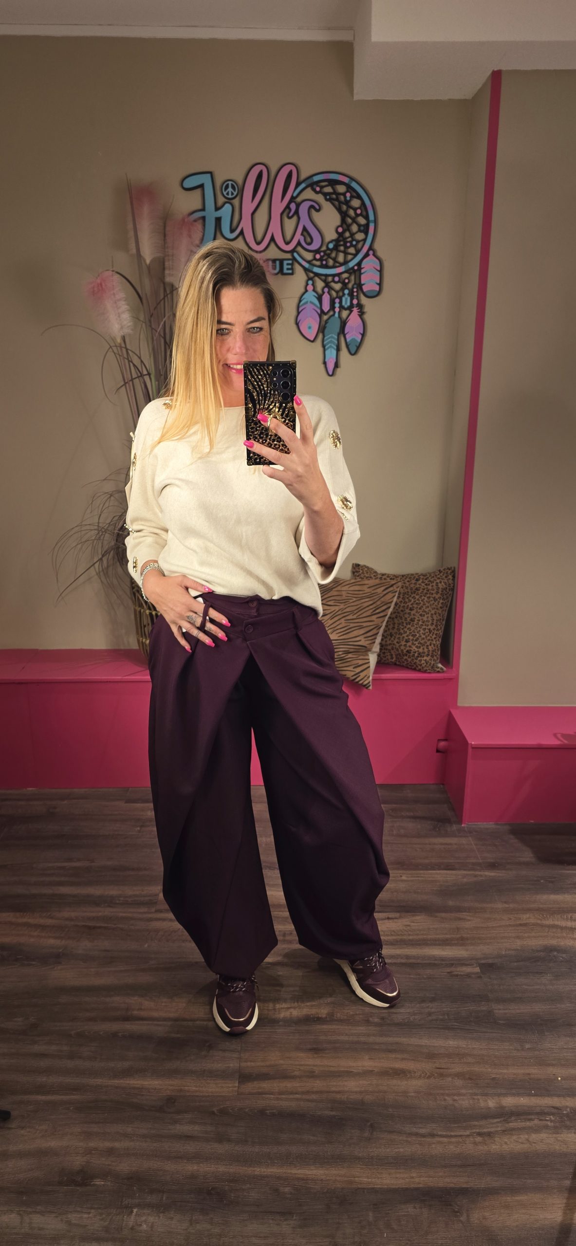 Broek ballon wide fit bordeau