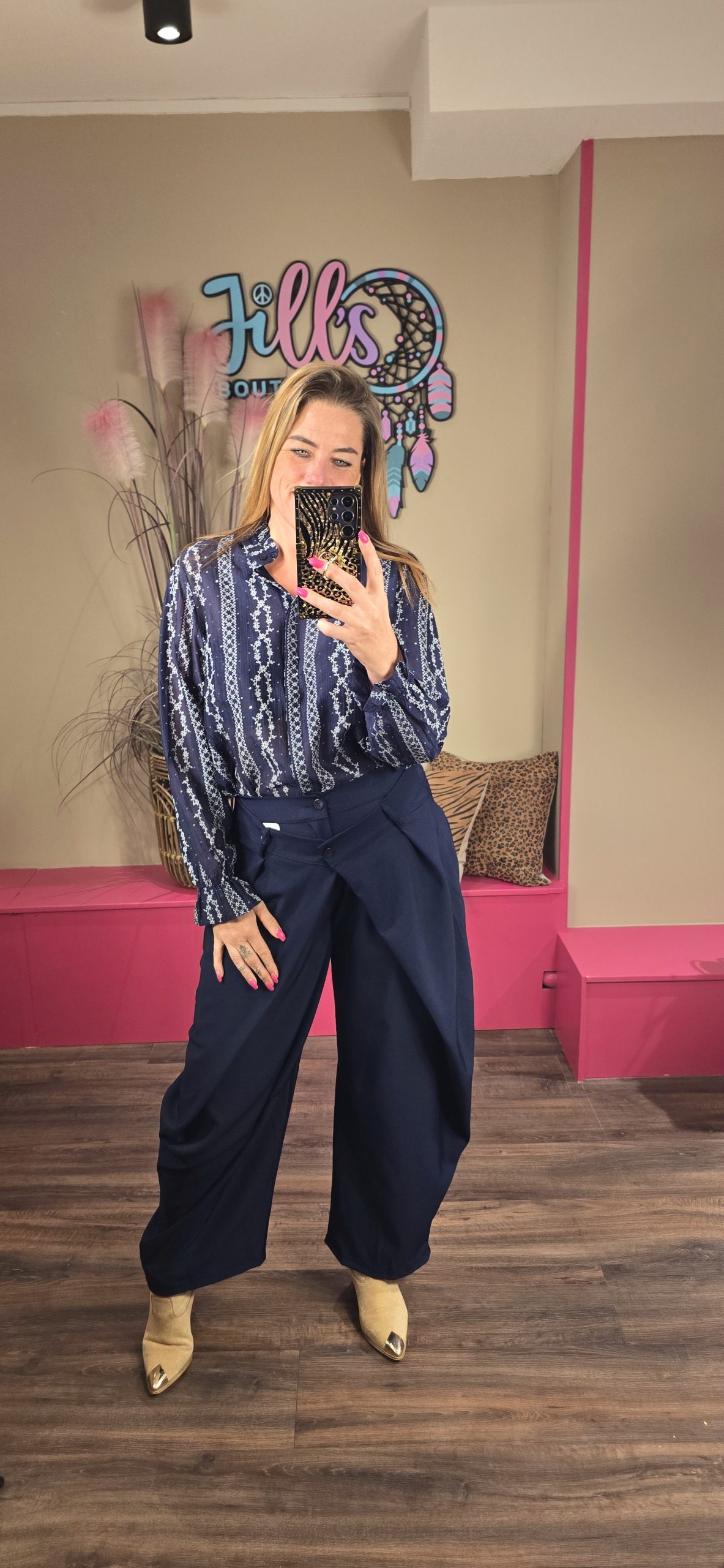 Broek ballon wide fit blauw