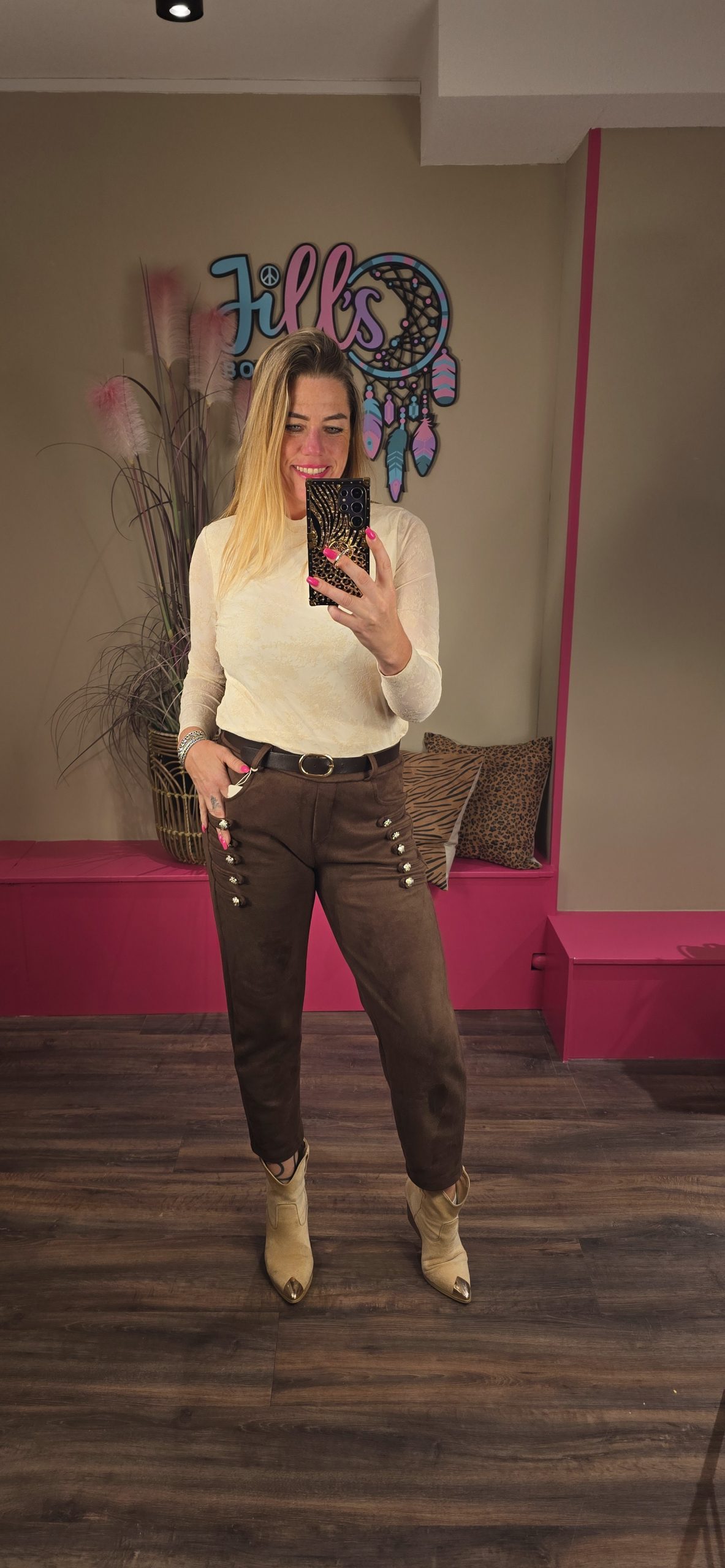 Broek gesp button bruin