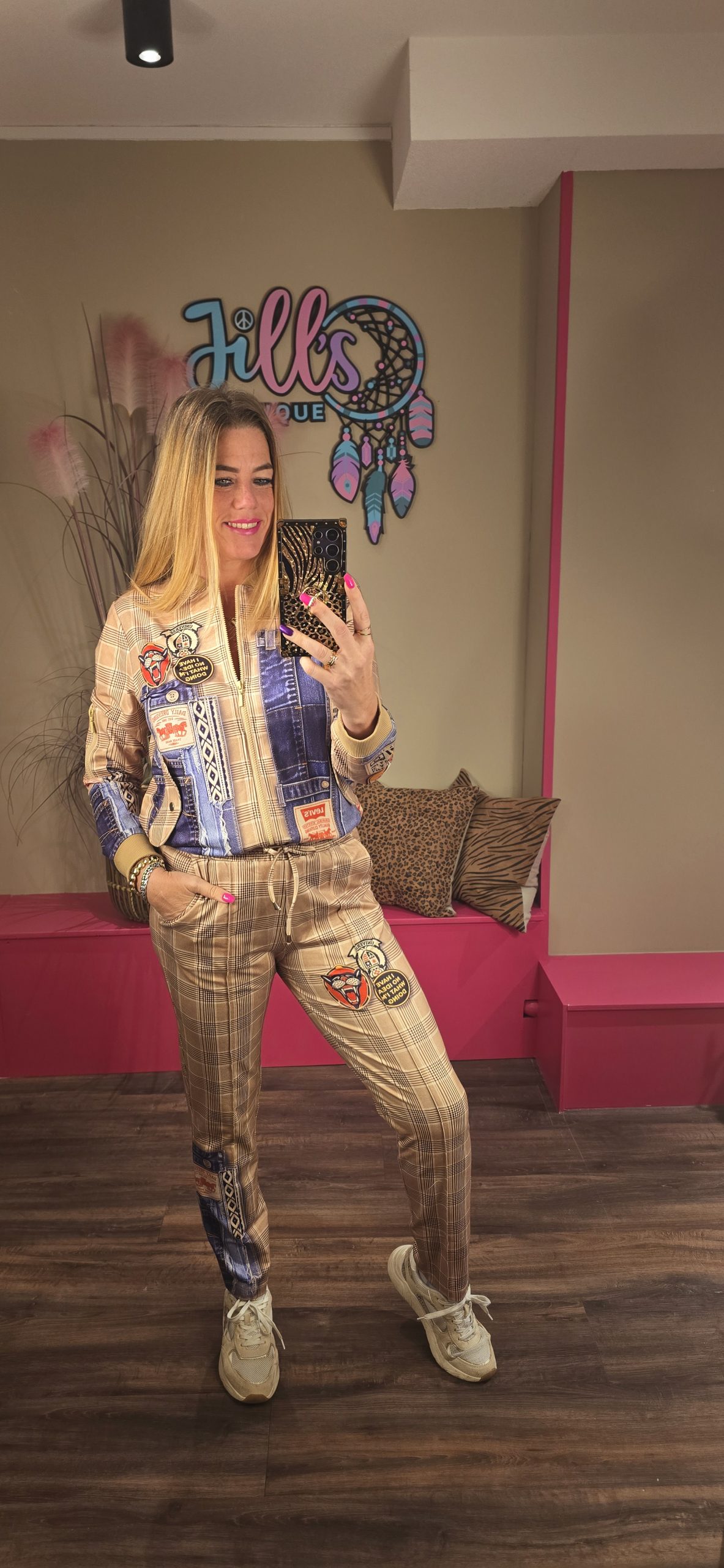 Two piece denim ruit MISSY