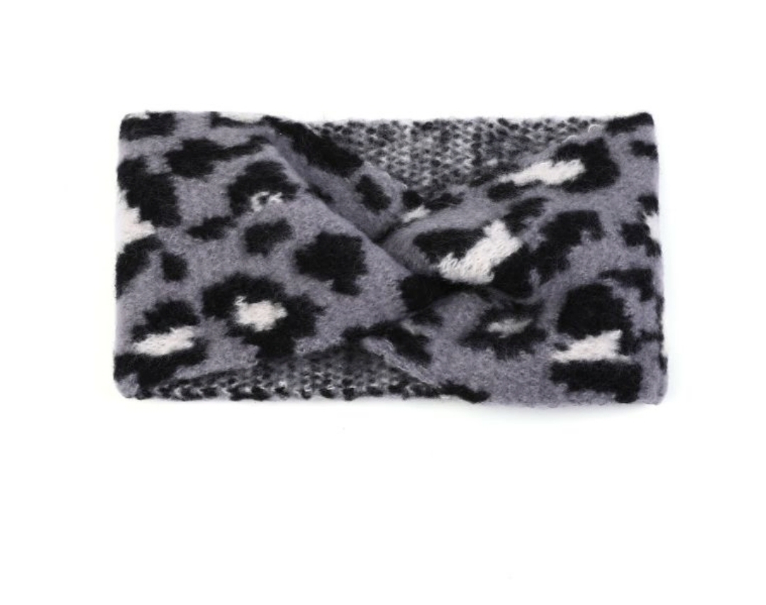 Hoofdband leopard grey